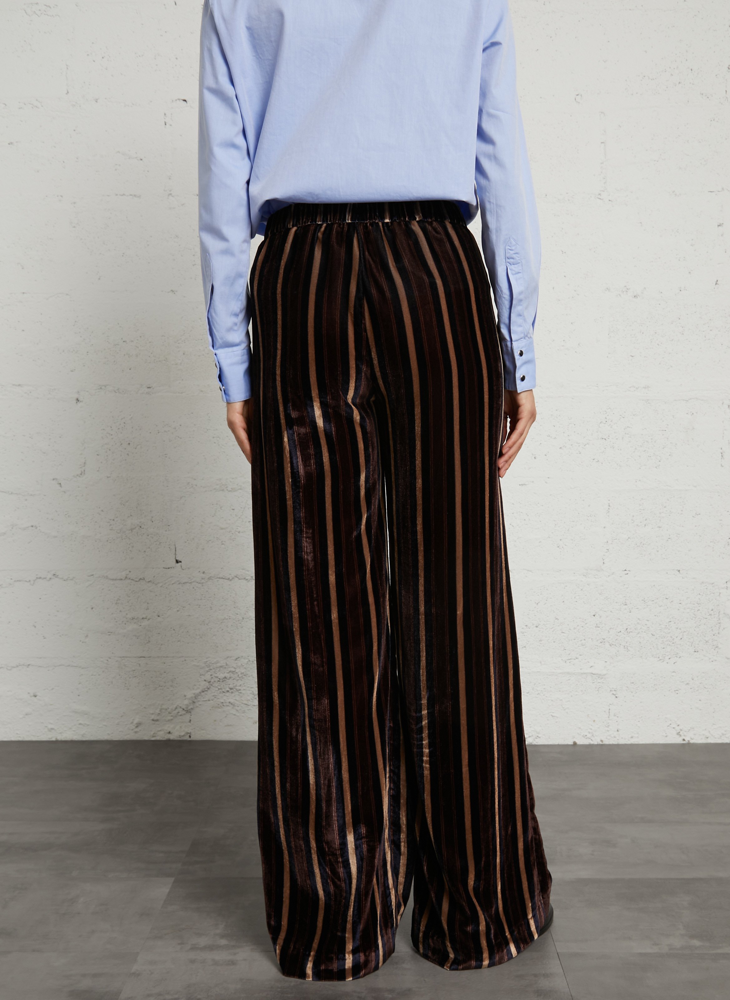 Gerade geschnittene Hose aus gestreiftem Samt DIEGA Mehrfarbig