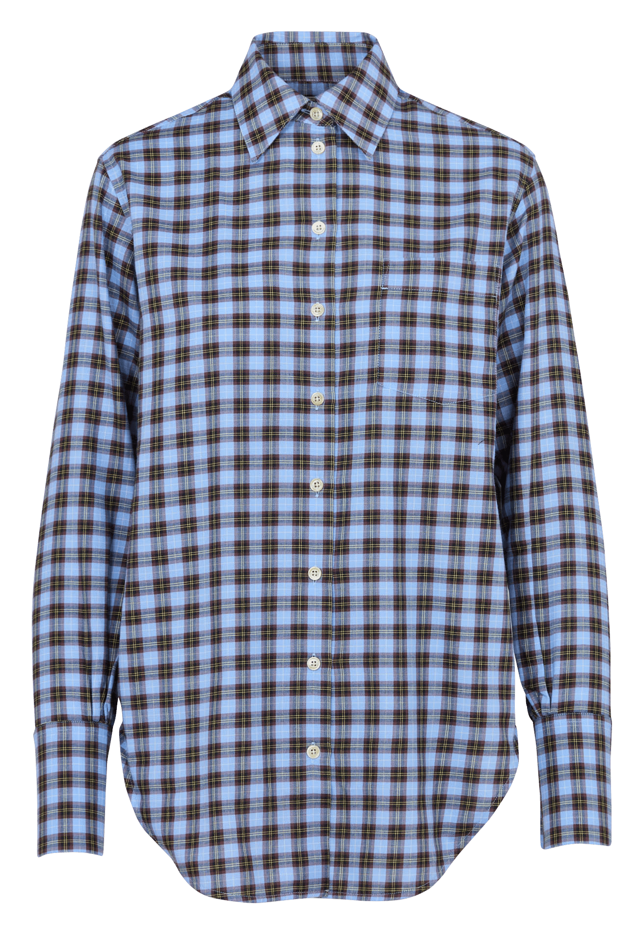 Wijde, geruite, katoenen blouse met klassieke kraag LAURENCE BRAS Blauw