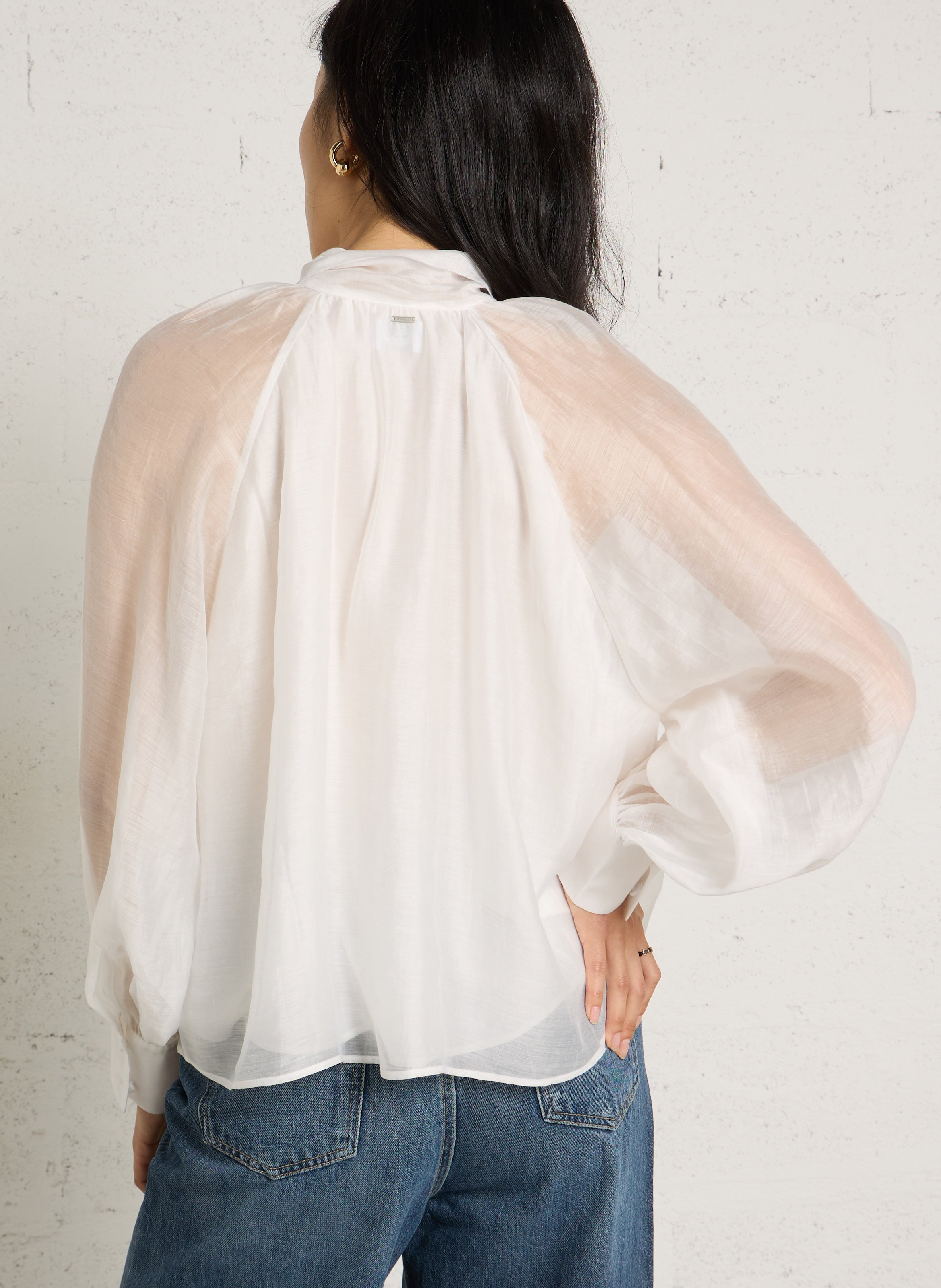Loose-fit lavallière collar top IKKS White