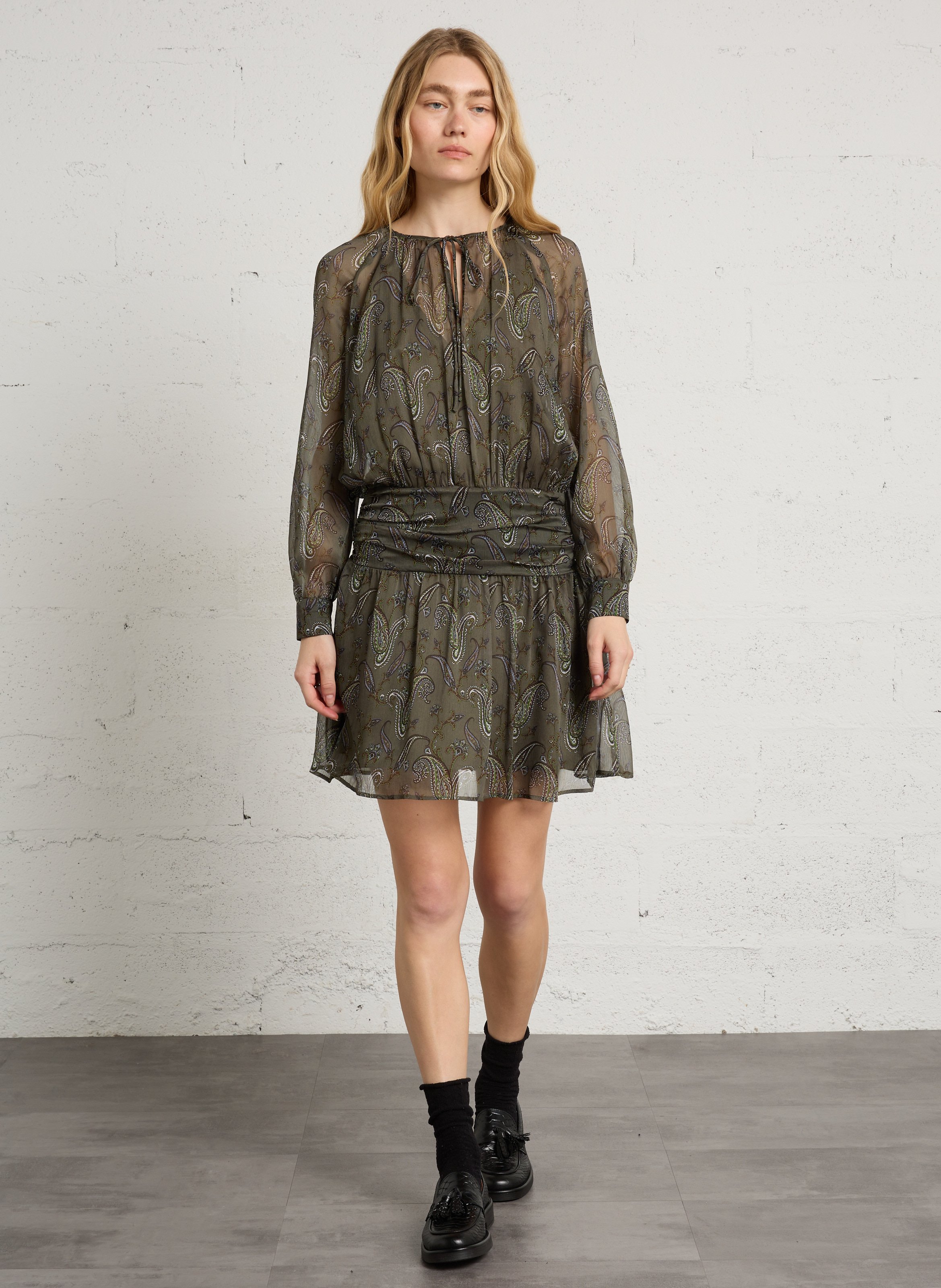 Robe courte imprimée IKKS Kaki