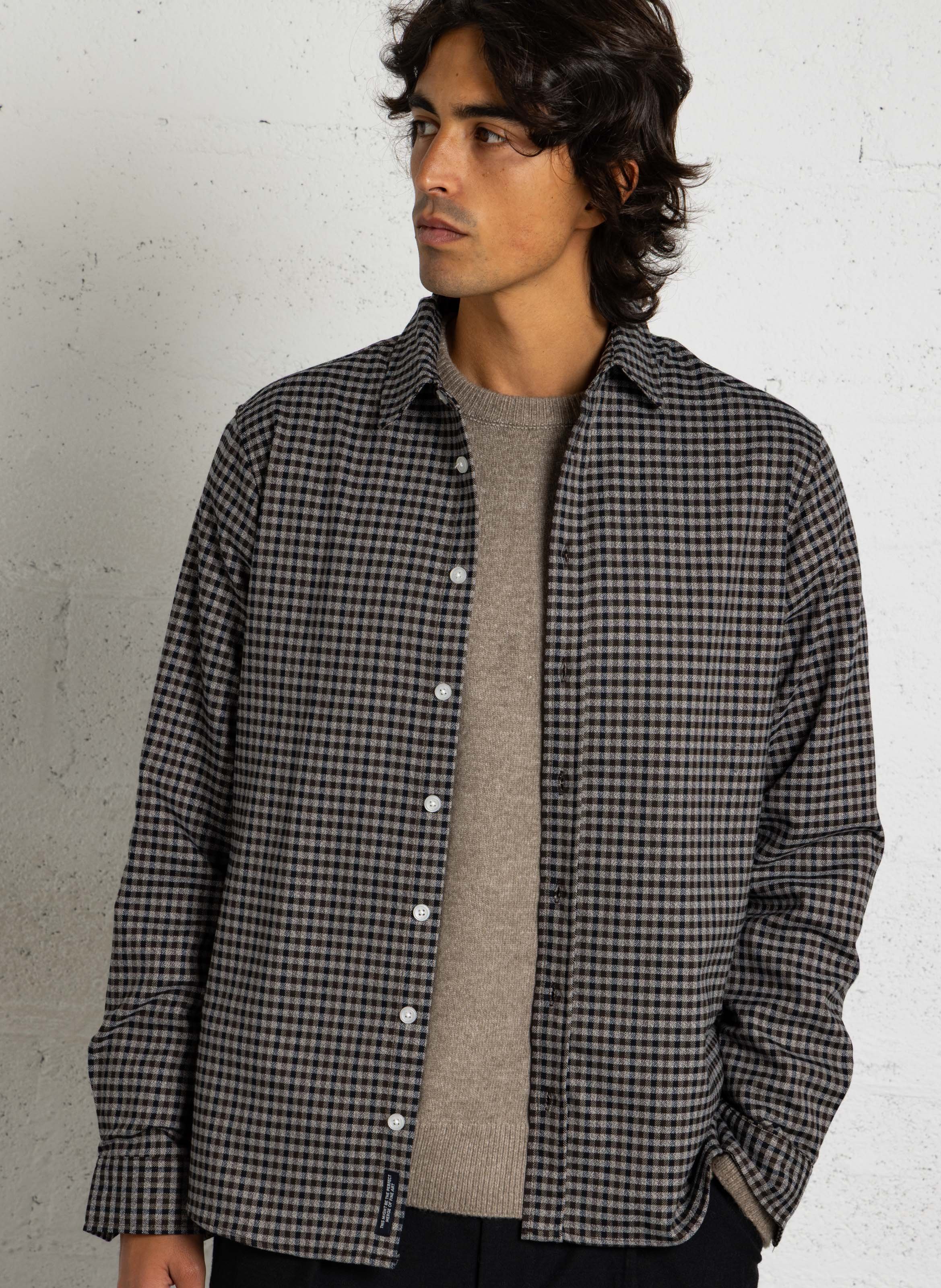 Checked shirt with tailored collar CASUAL FRIDAY Beige
