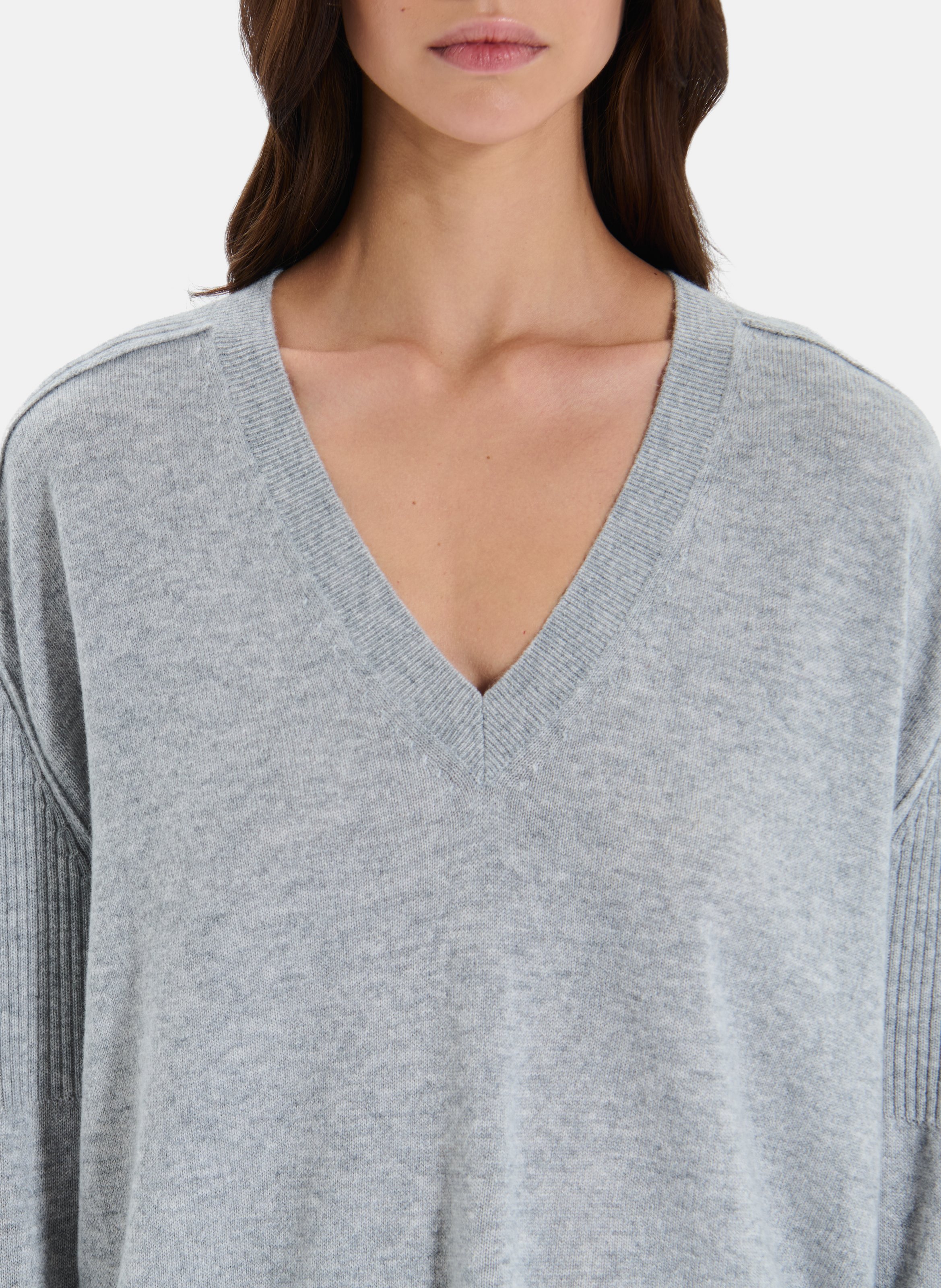Pull col V en cachemire ZAPA Gris