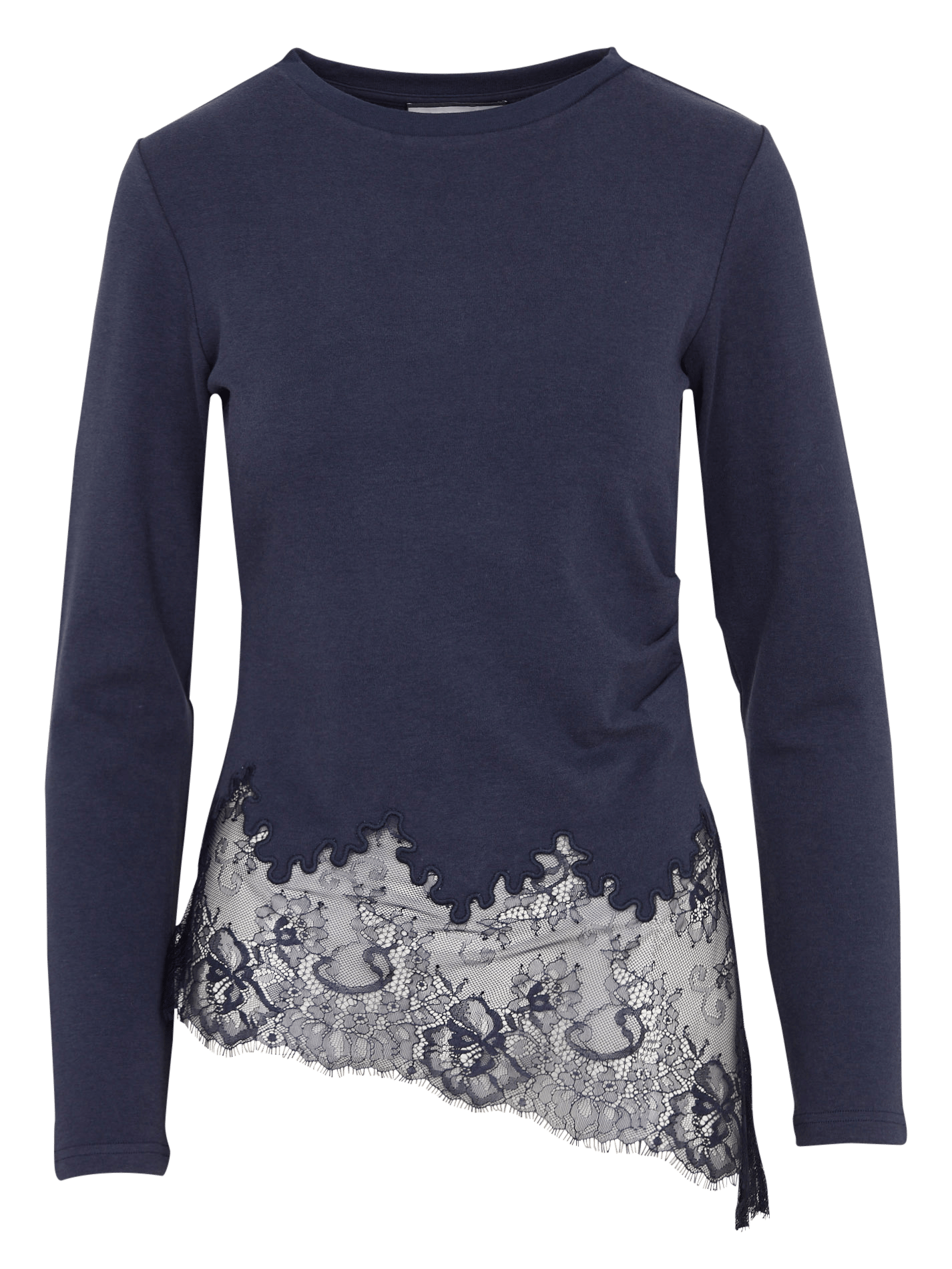 Top asymétrique à détail dentelle en coton BERENICE