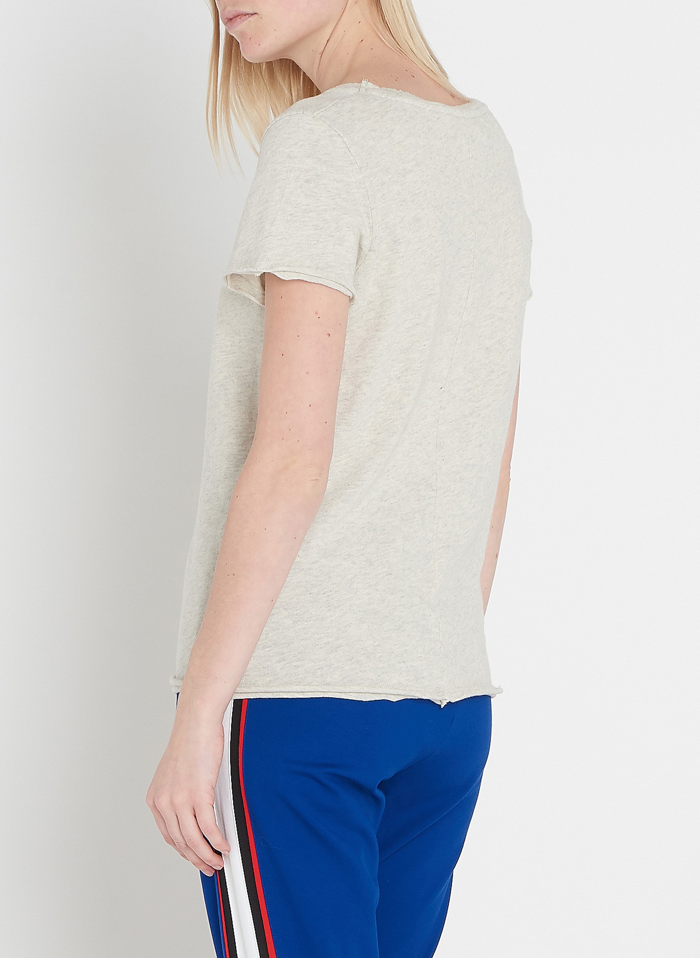 Baumwoll-T-Shirt mit V-Ausschnitt Grau