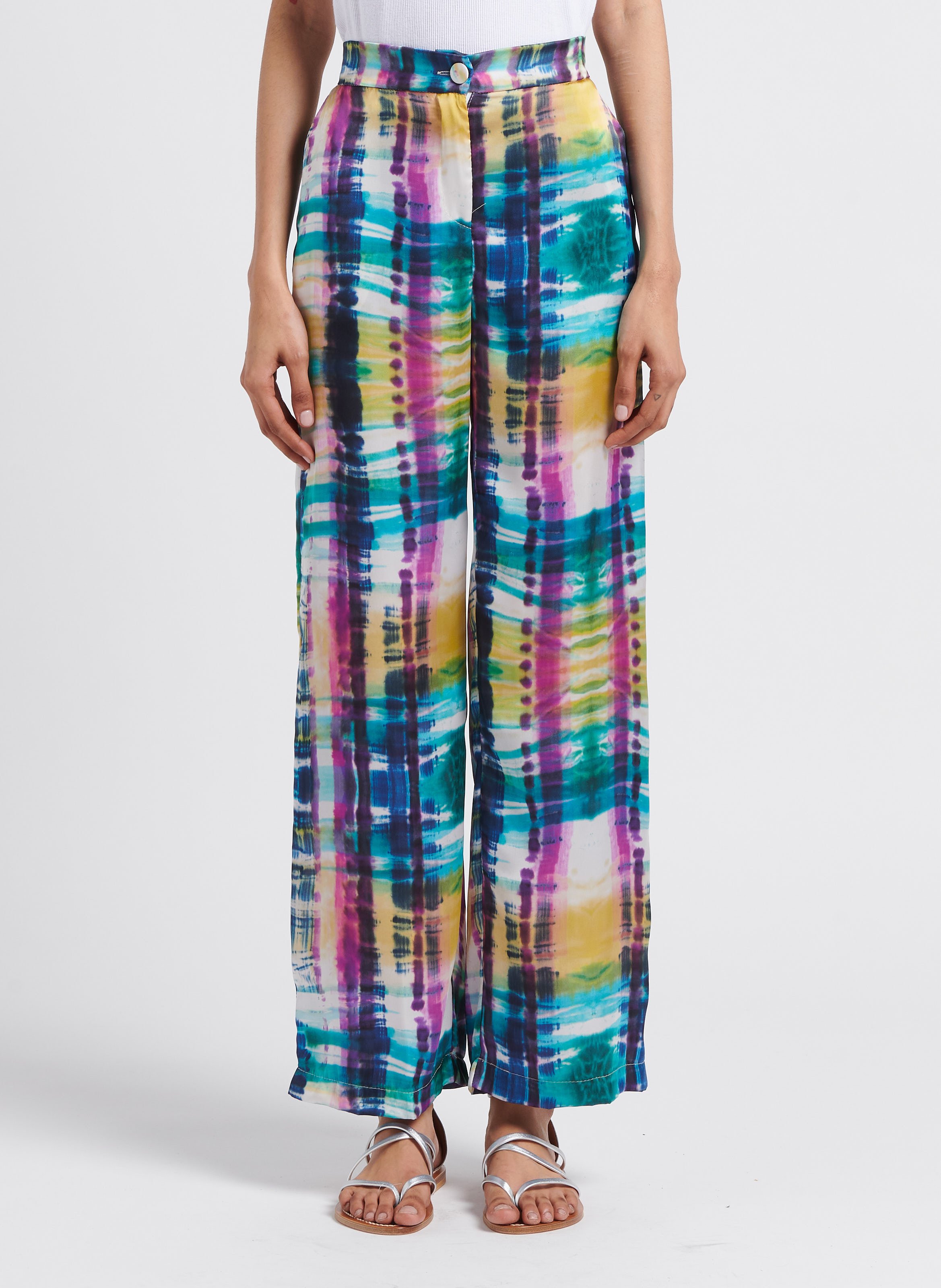 Fluid printed straight-leg pants IMPERIAL Beige