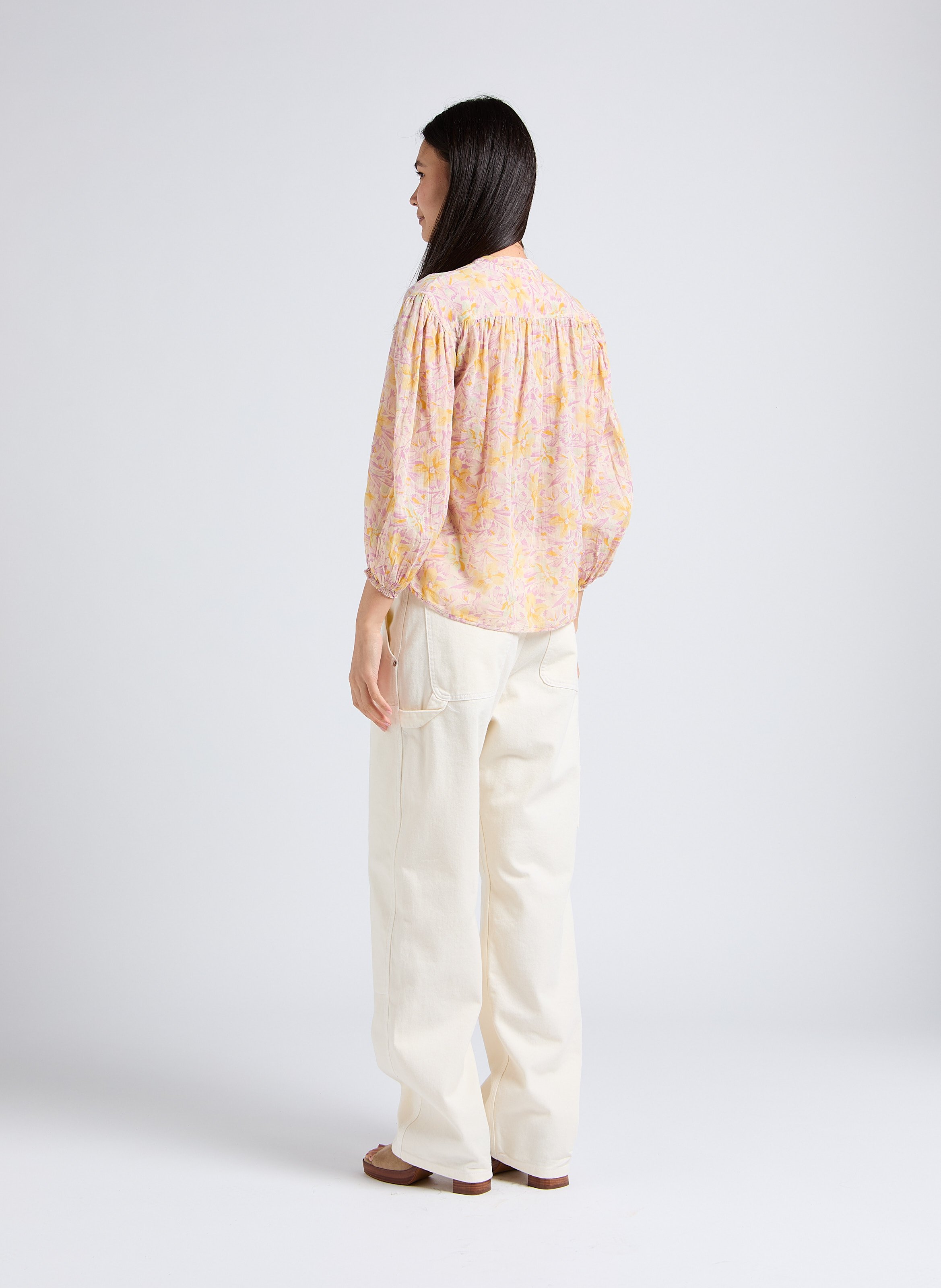 High-waisted straight-leg cotton jeans MARGAUX LONNBERG White