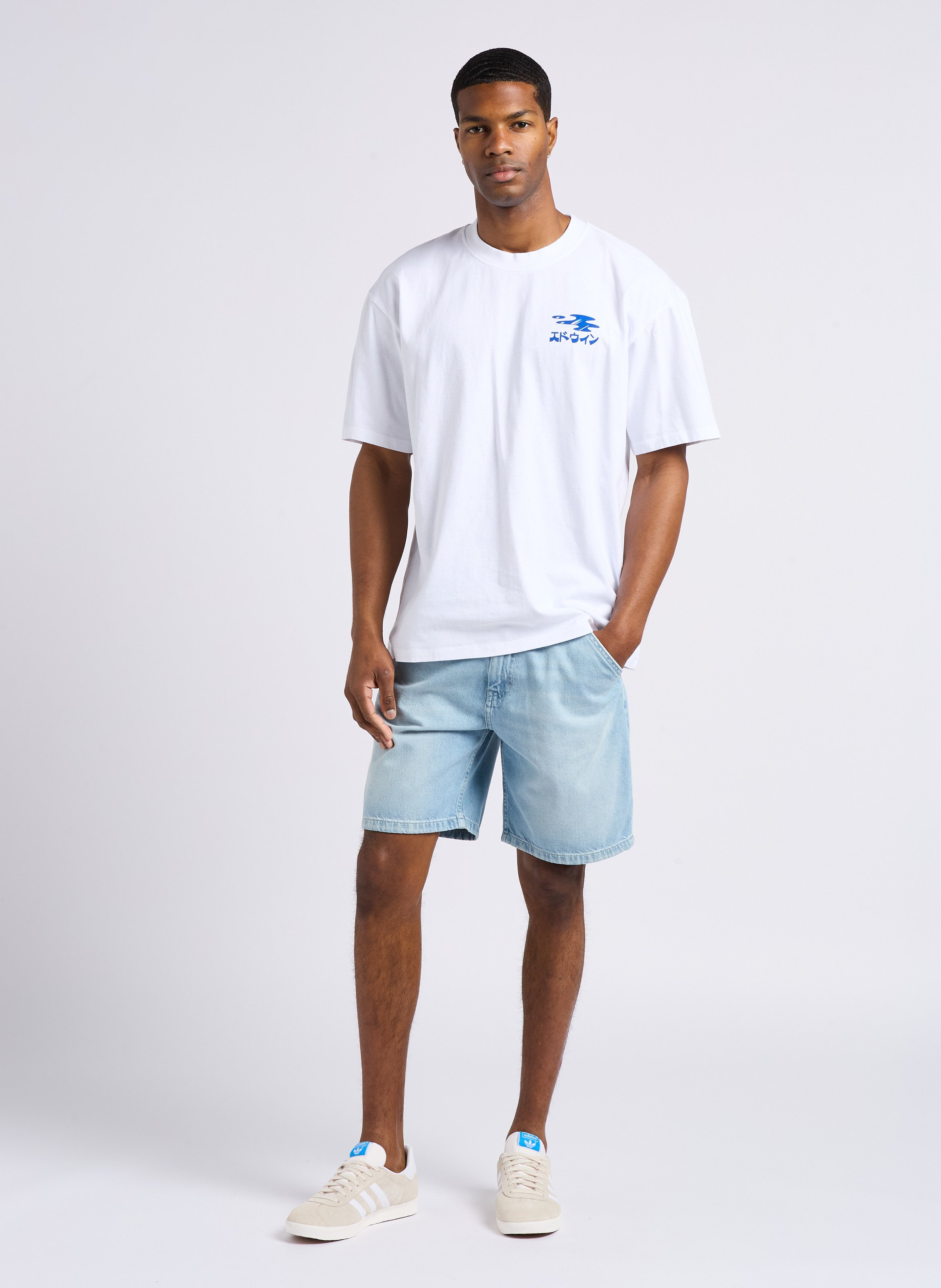 Short droit en coton EDWIN Bleu