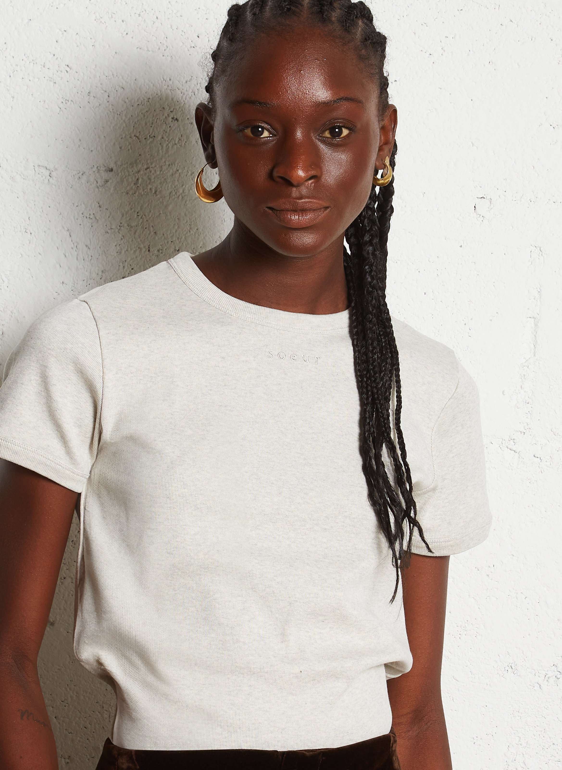 Tee-shirt droit col rond en coton bio SOEUR Gris