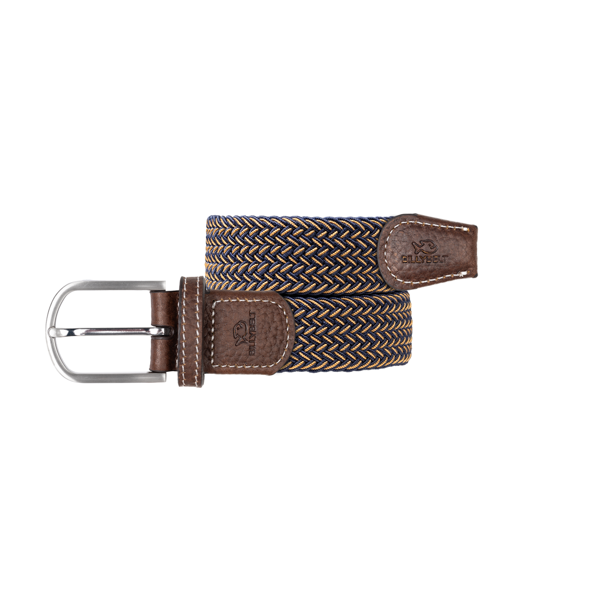Multicolored braided elastic belt BILLYBELT Brown