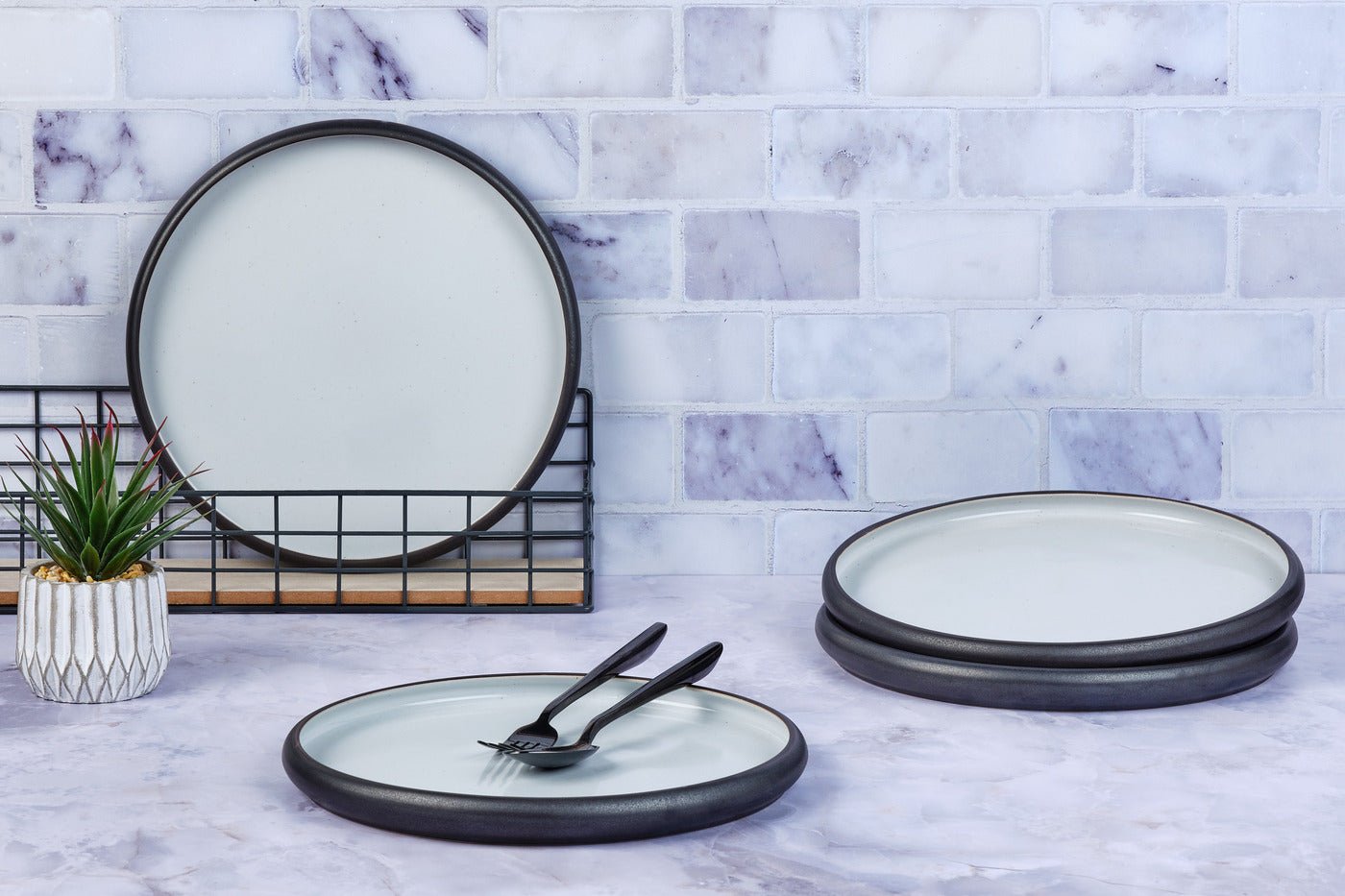 Gourmet plate ø28cm - 4 pieces - onyx BJORN Black