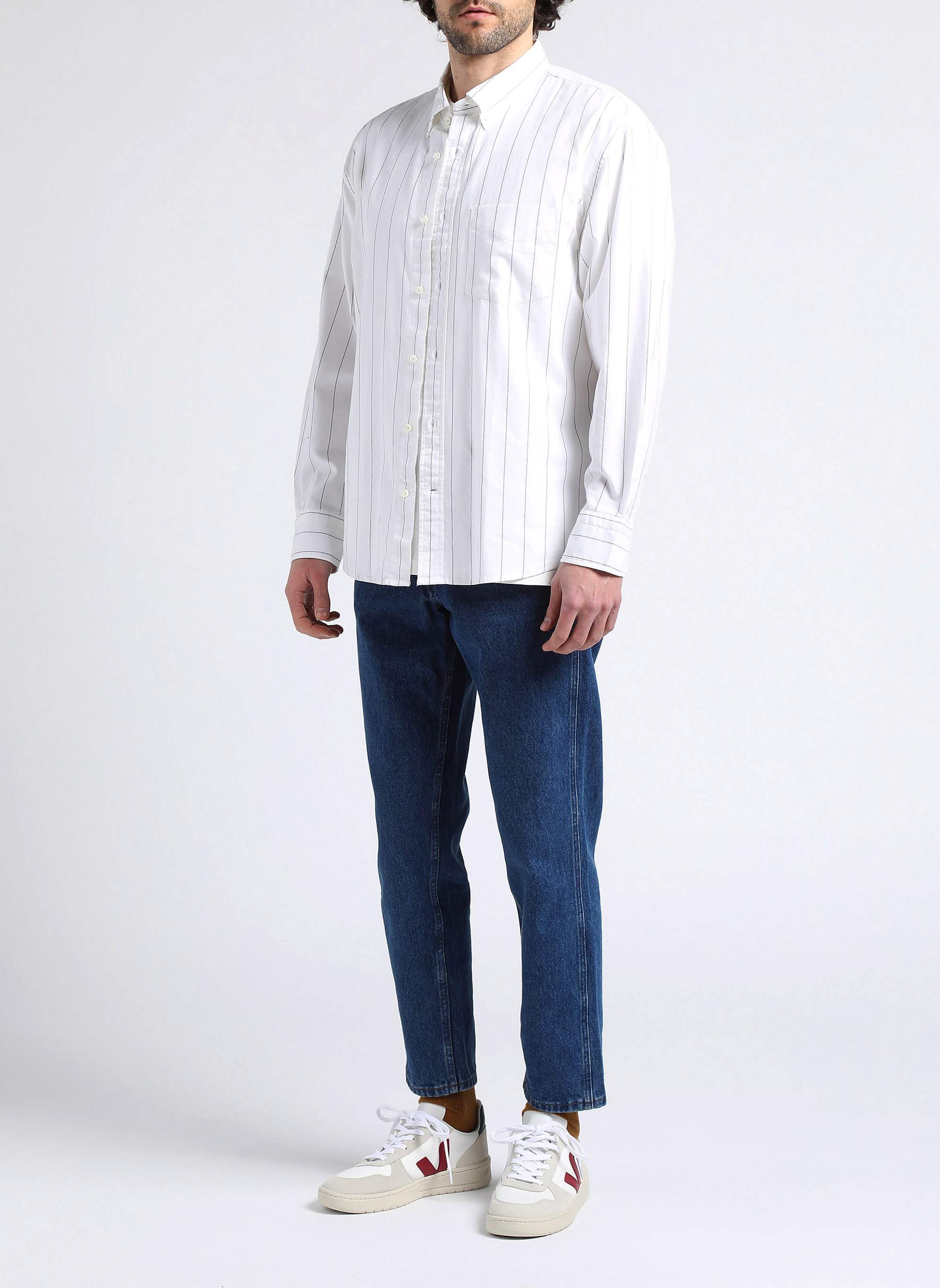 Regular-fit striped cotton shirt with button-down collar GANT Beige