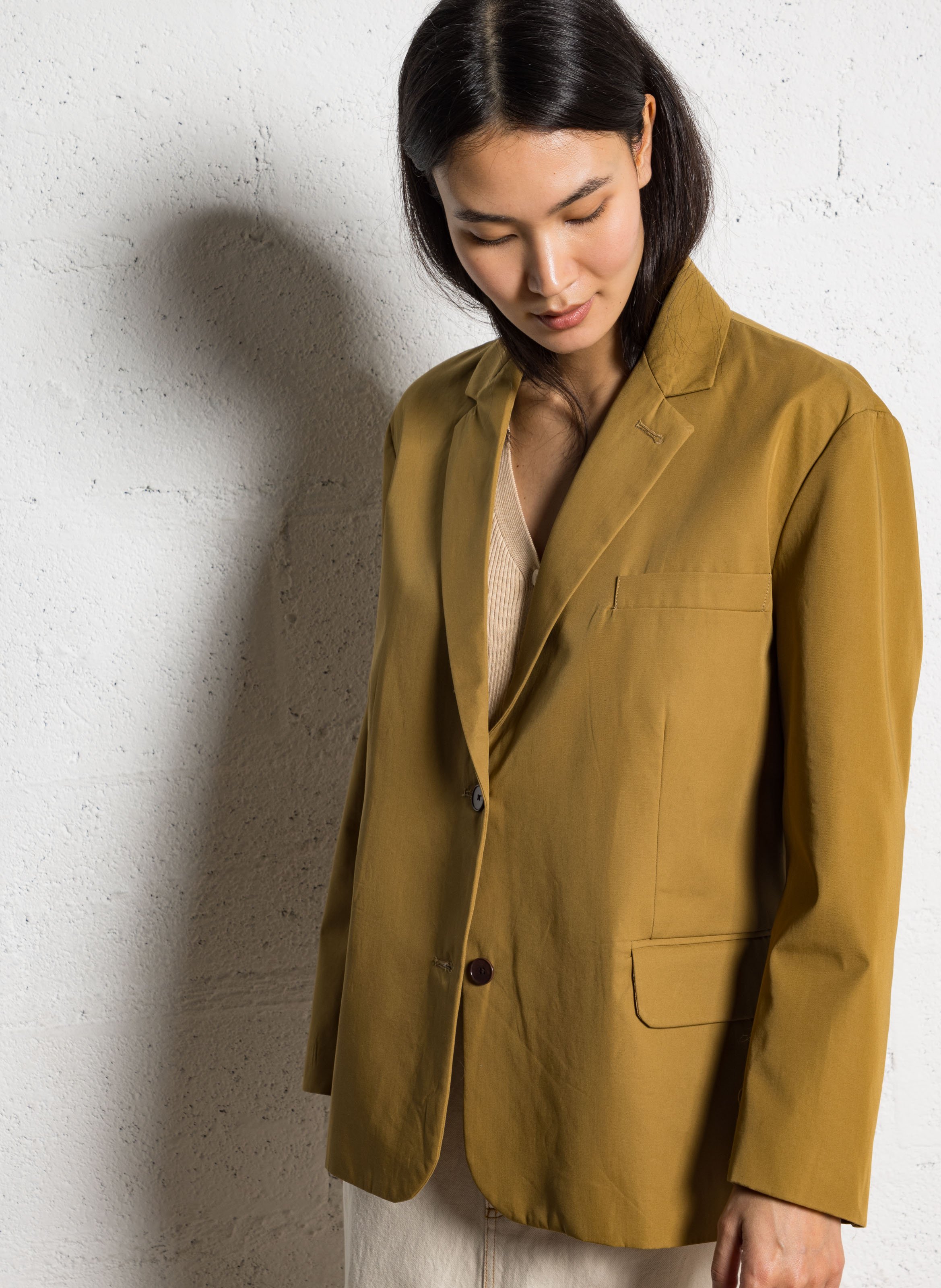 Ruimvallende blazer | linnen/katoenblend BELLEPIECE Bruin