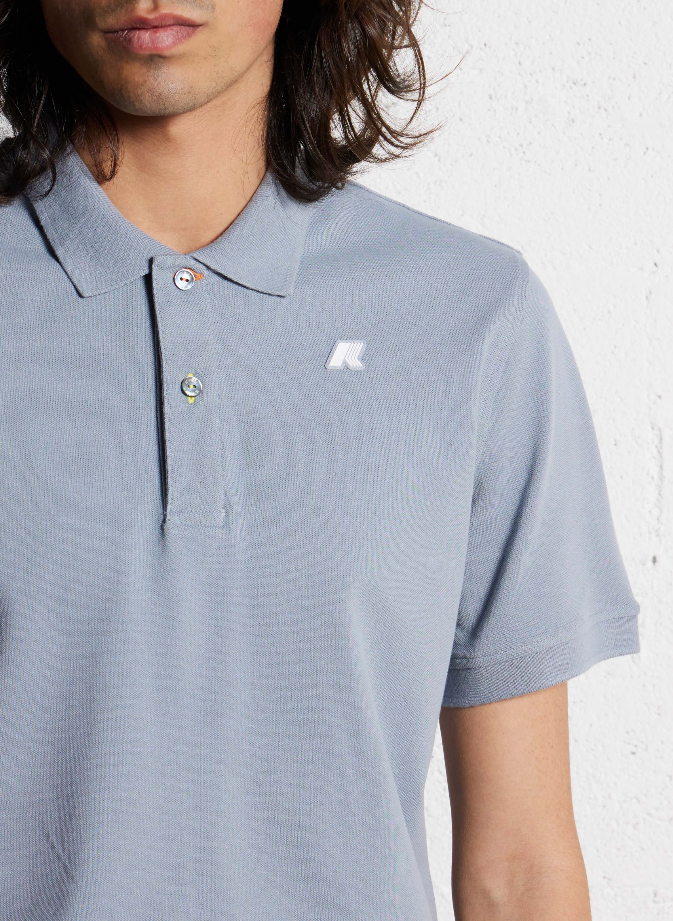 Cotton and linen polo shirt K-WAY Grey