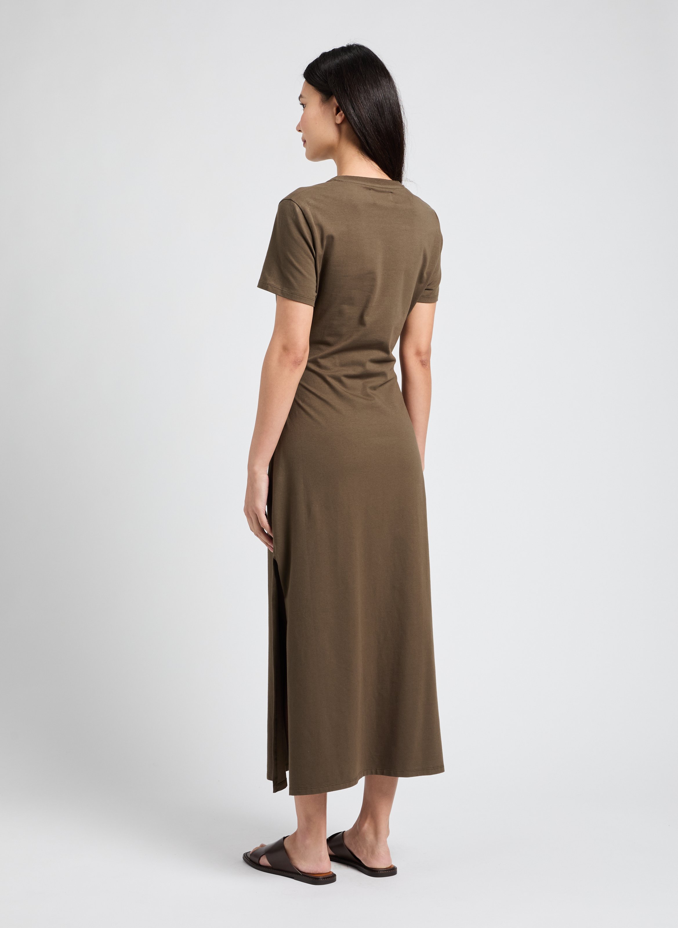 Lange jurk met ronde hals | Beige SAISON 1865 Women
