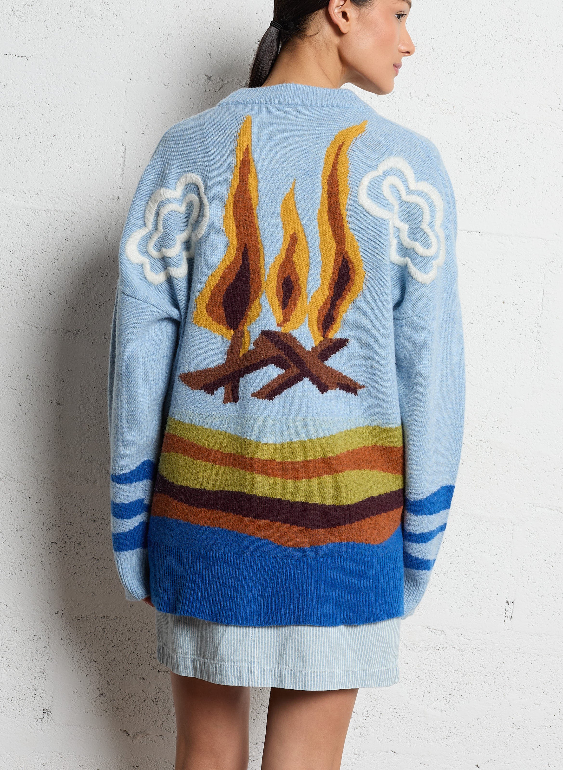 Cardigan ample imprimé en laine mélangée STELLA NOVA Multicolore