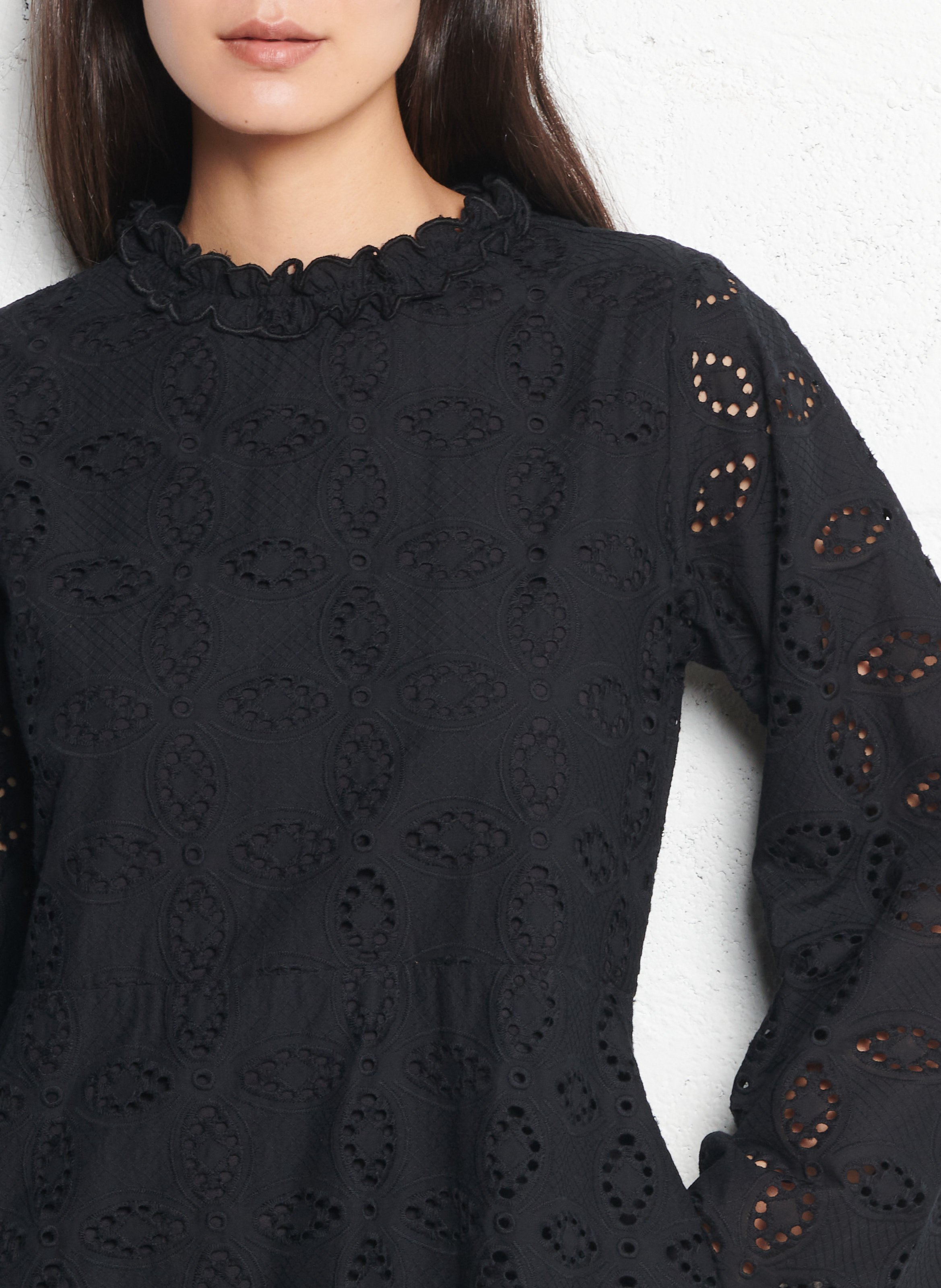 Korte jurk van katoen met ronde hals BELLEPIECE Zwart