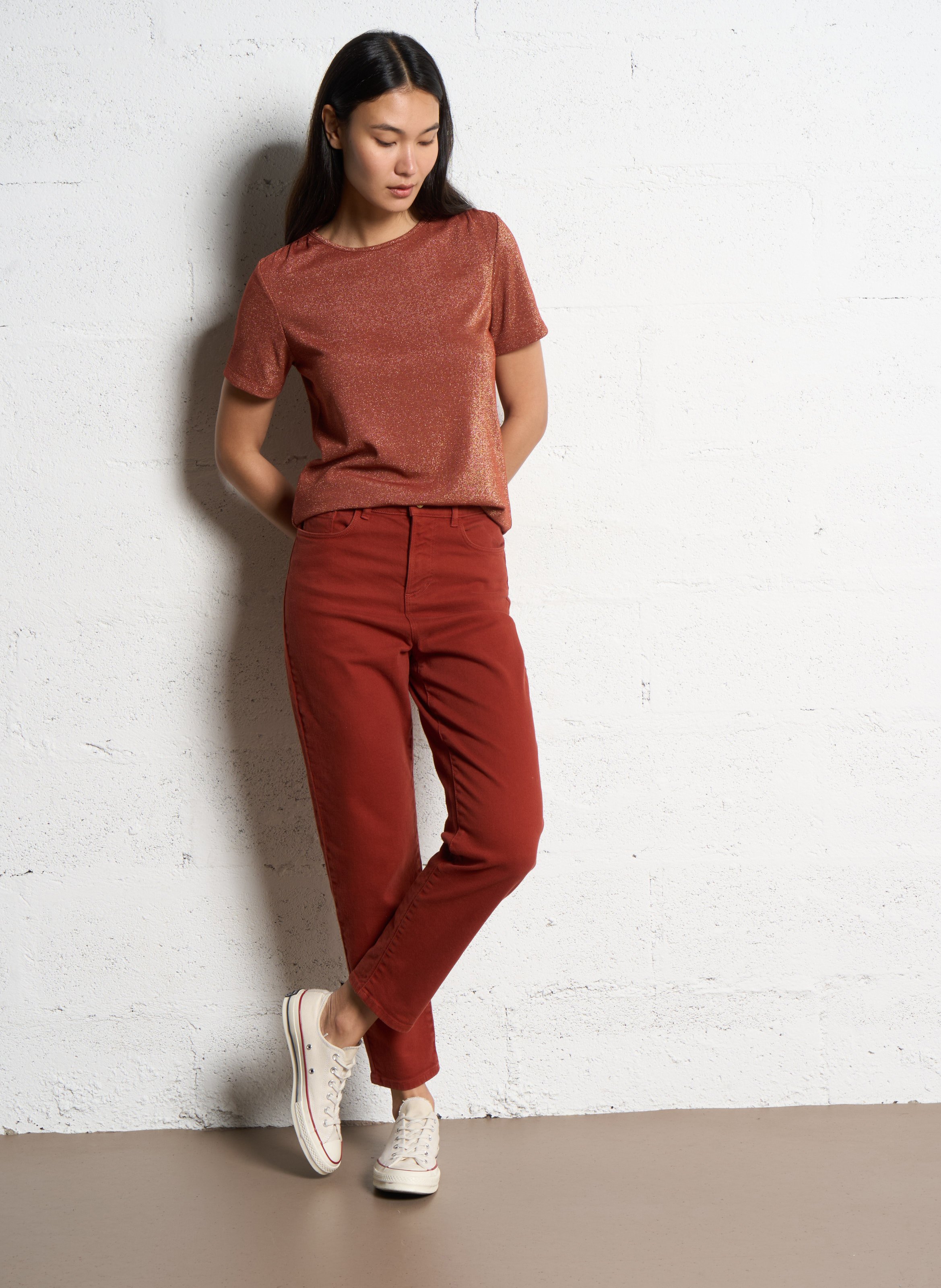 Maglietta diritta con scollo rotondo I CODE Rosso