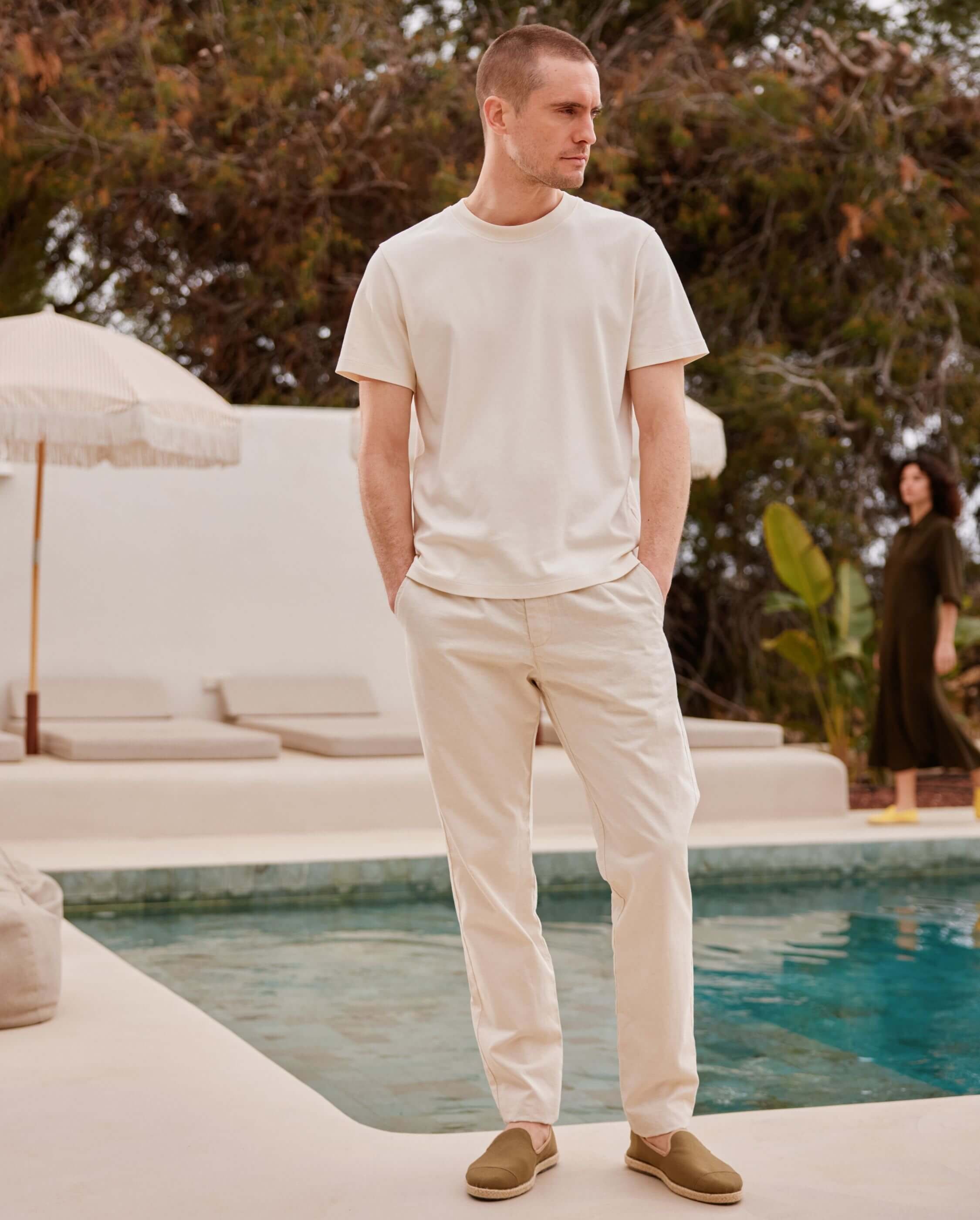 Men's cotton espadrilles, olive beige ANGARDE Green