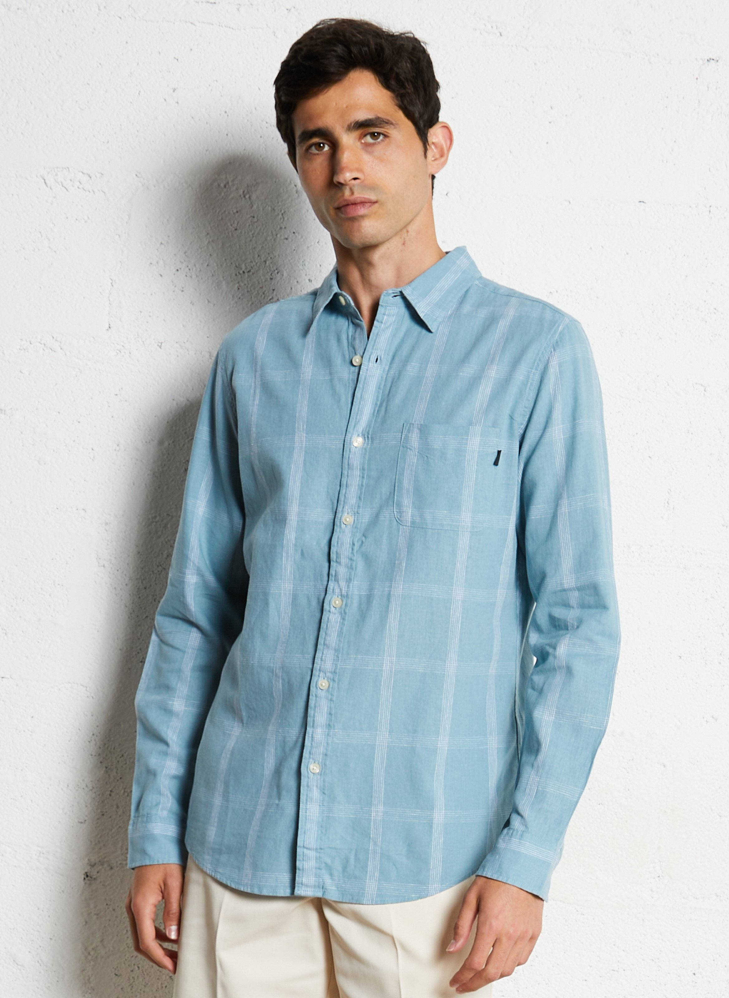 Chemise slim en lin mélangé DOCKERS Bleu