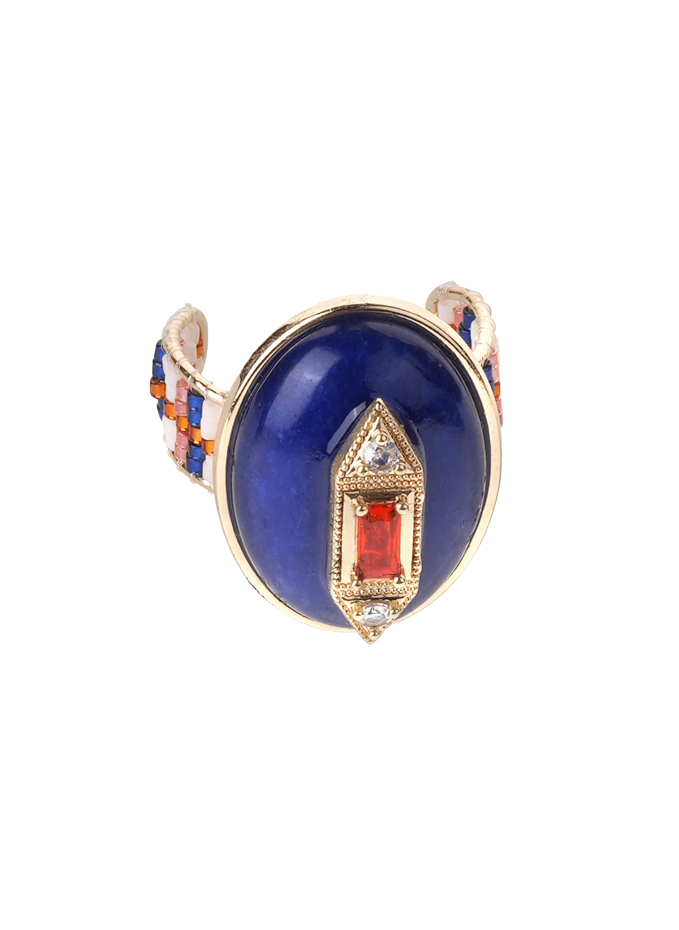 Adjustable ring with enamel cabochon HIPANEMA Blue
