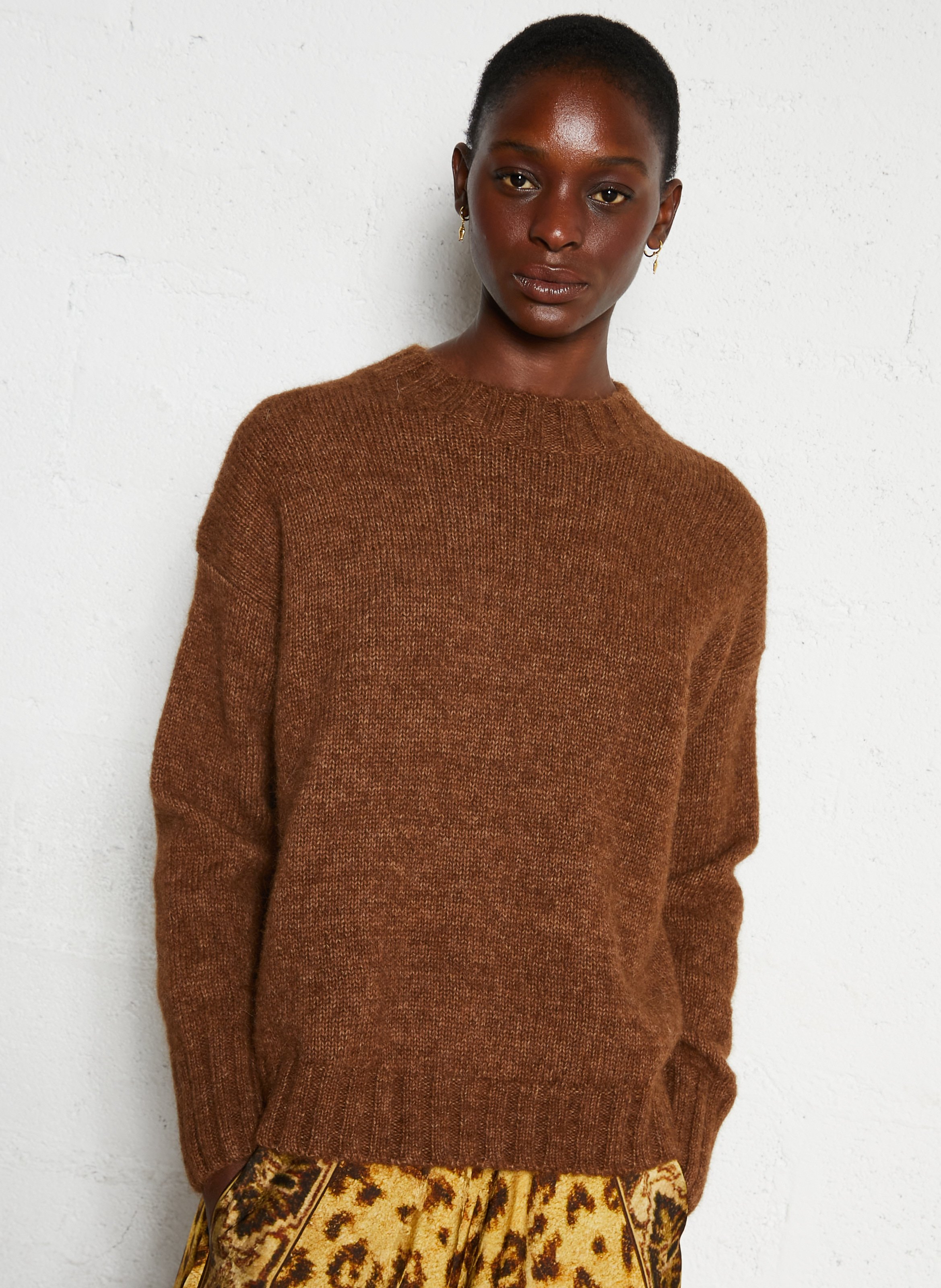Pull oversize col montant en laine MASSCOB Marron