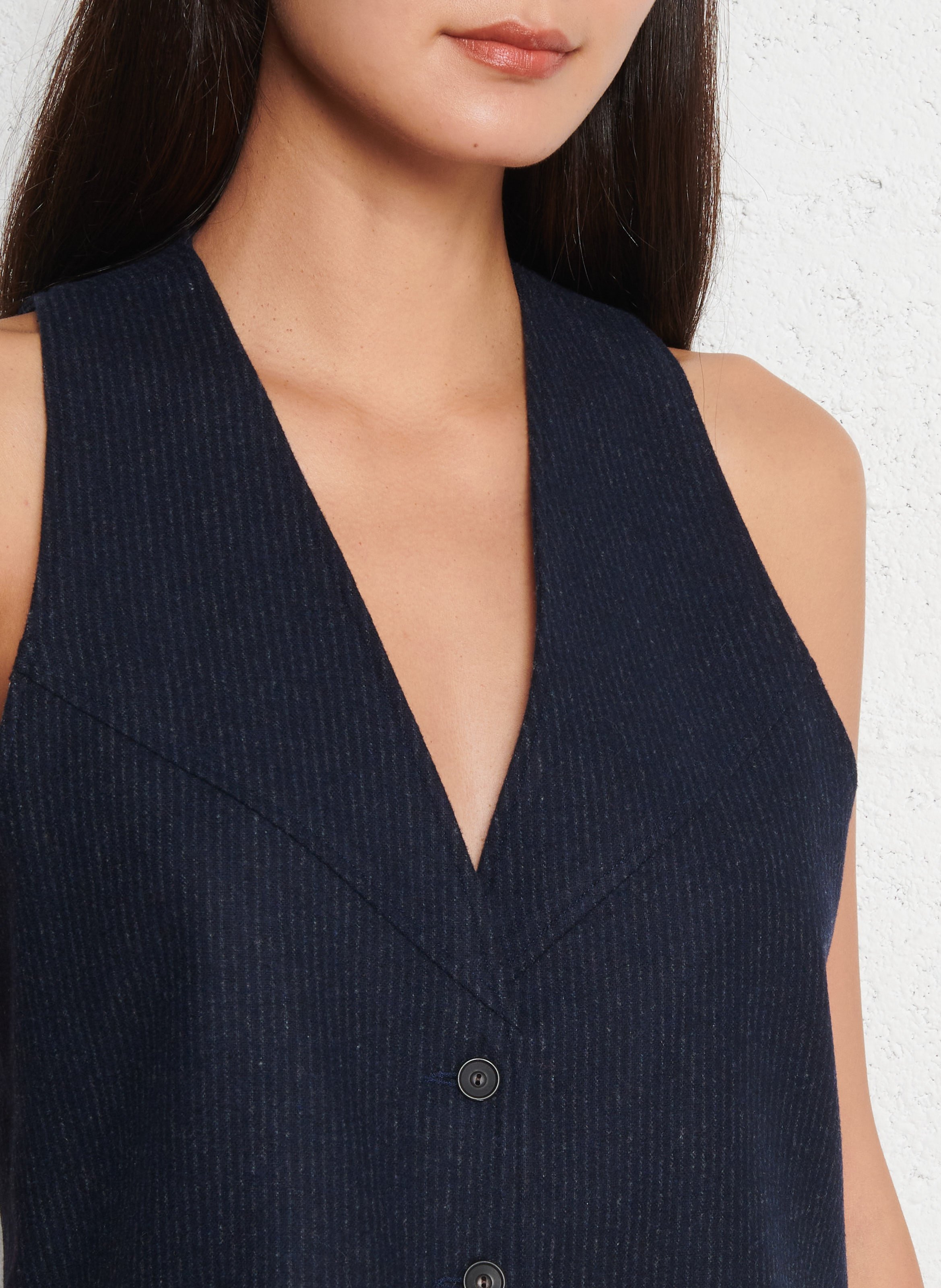 Gilet col V en laine mélangée DIEGA Bleu