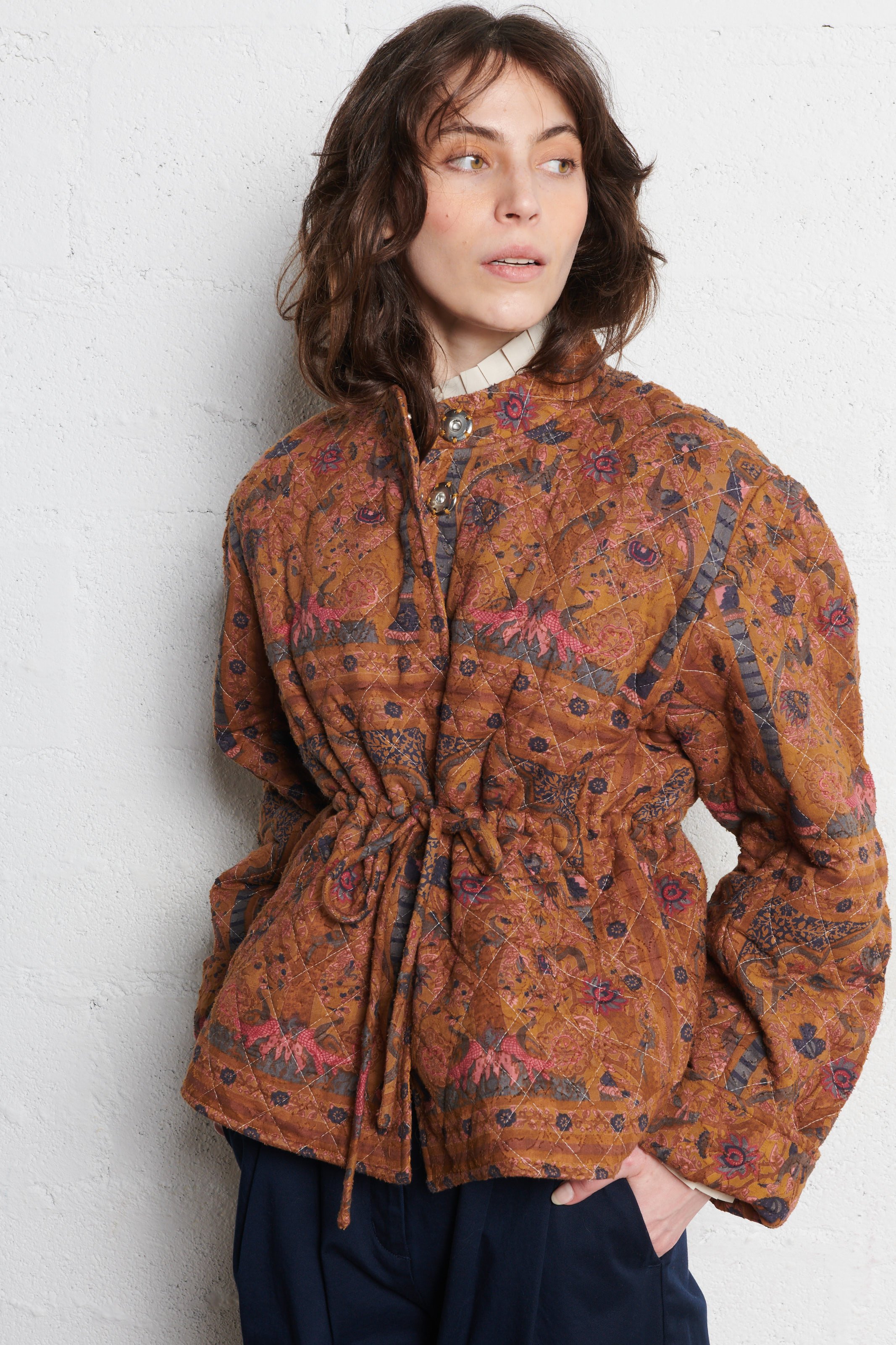 Veste ample imprimée en coton ANTIK BATIK Marron