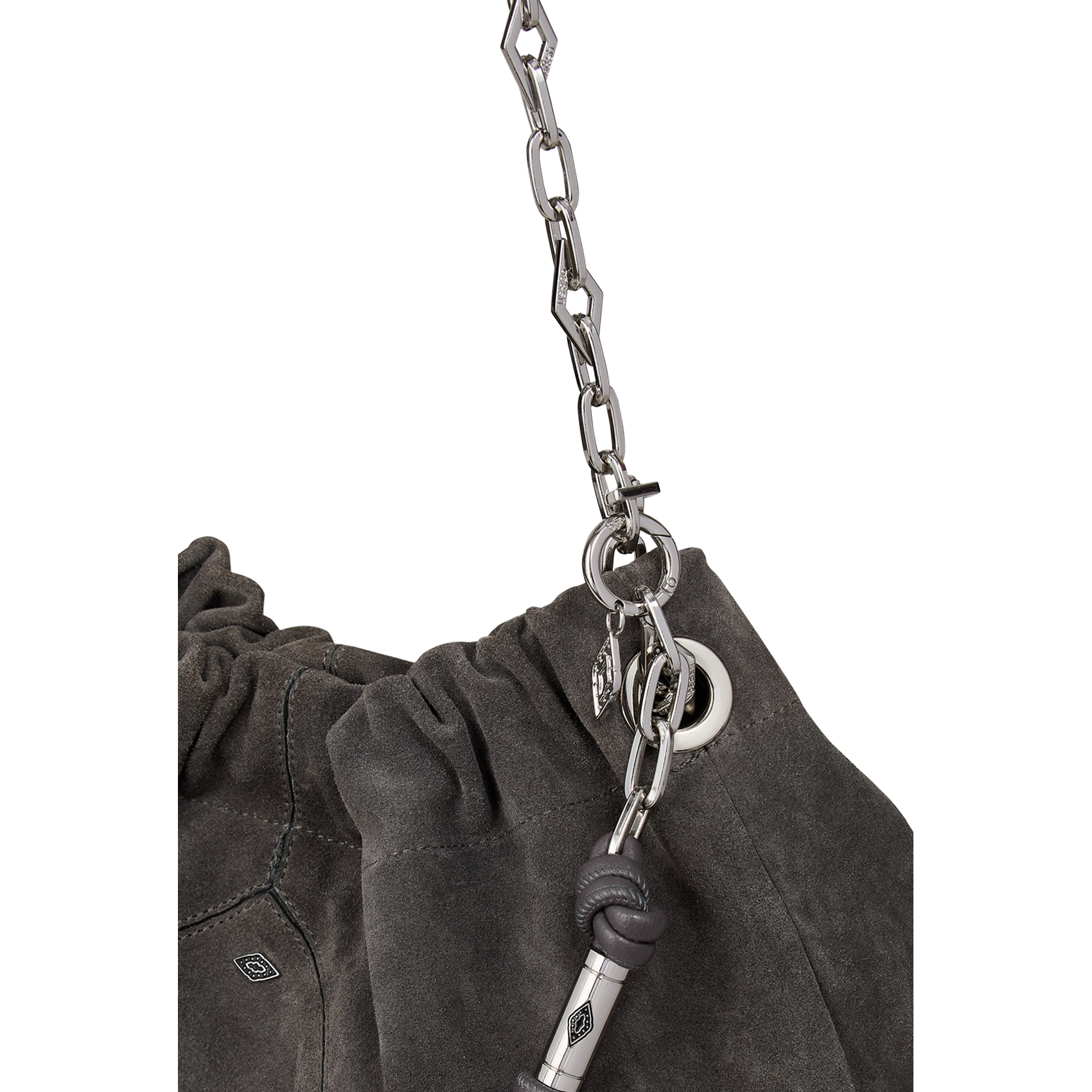 Sac Tote épaule à chaîne en cuir velours BA&SH Gris