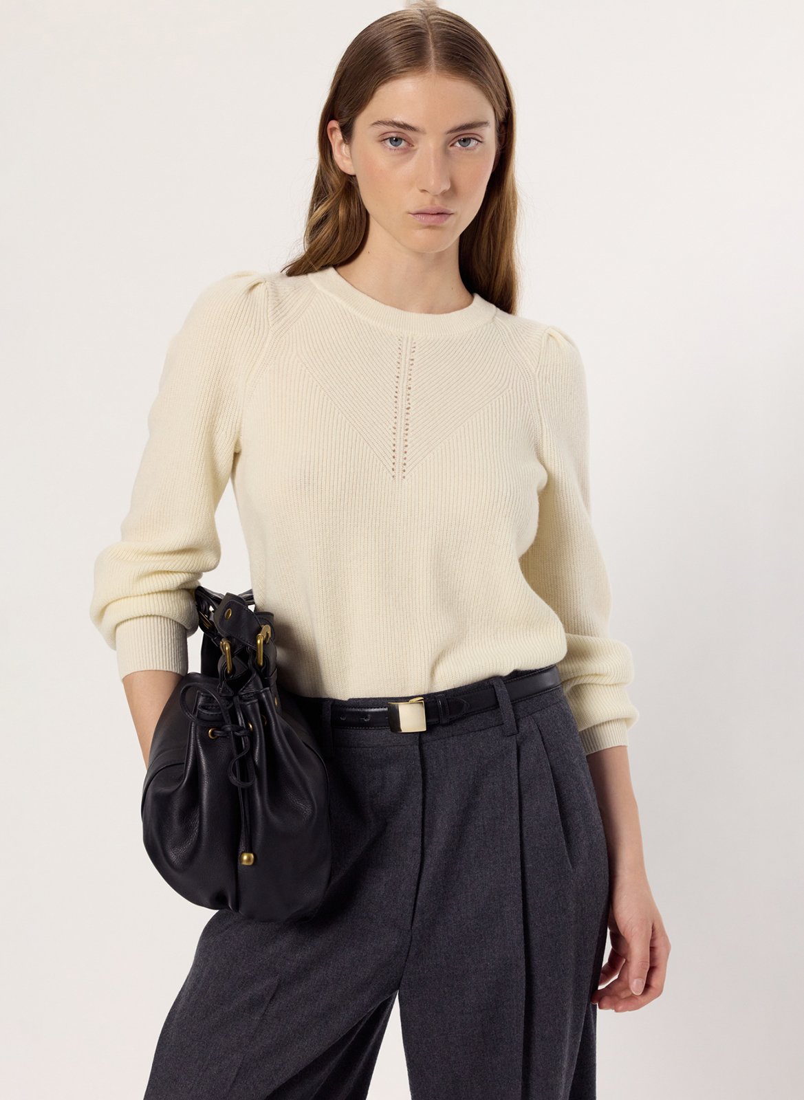 Pull col rond en laine GERARD DAREL Beige