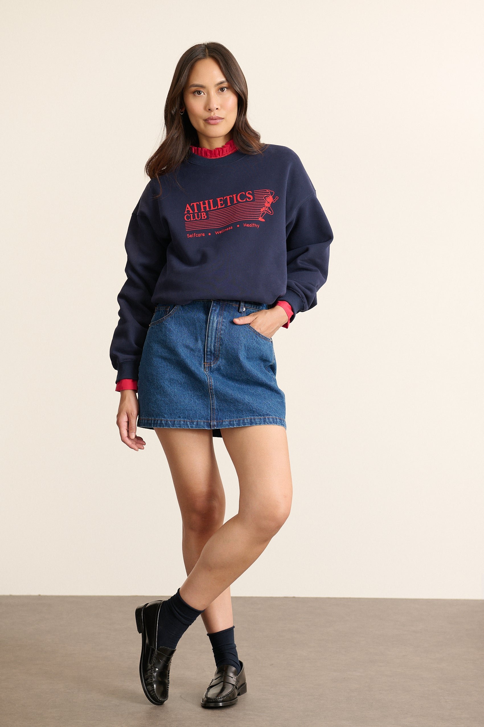 Oversized round neck sweatshirt with print GARANCE PARIS Blue