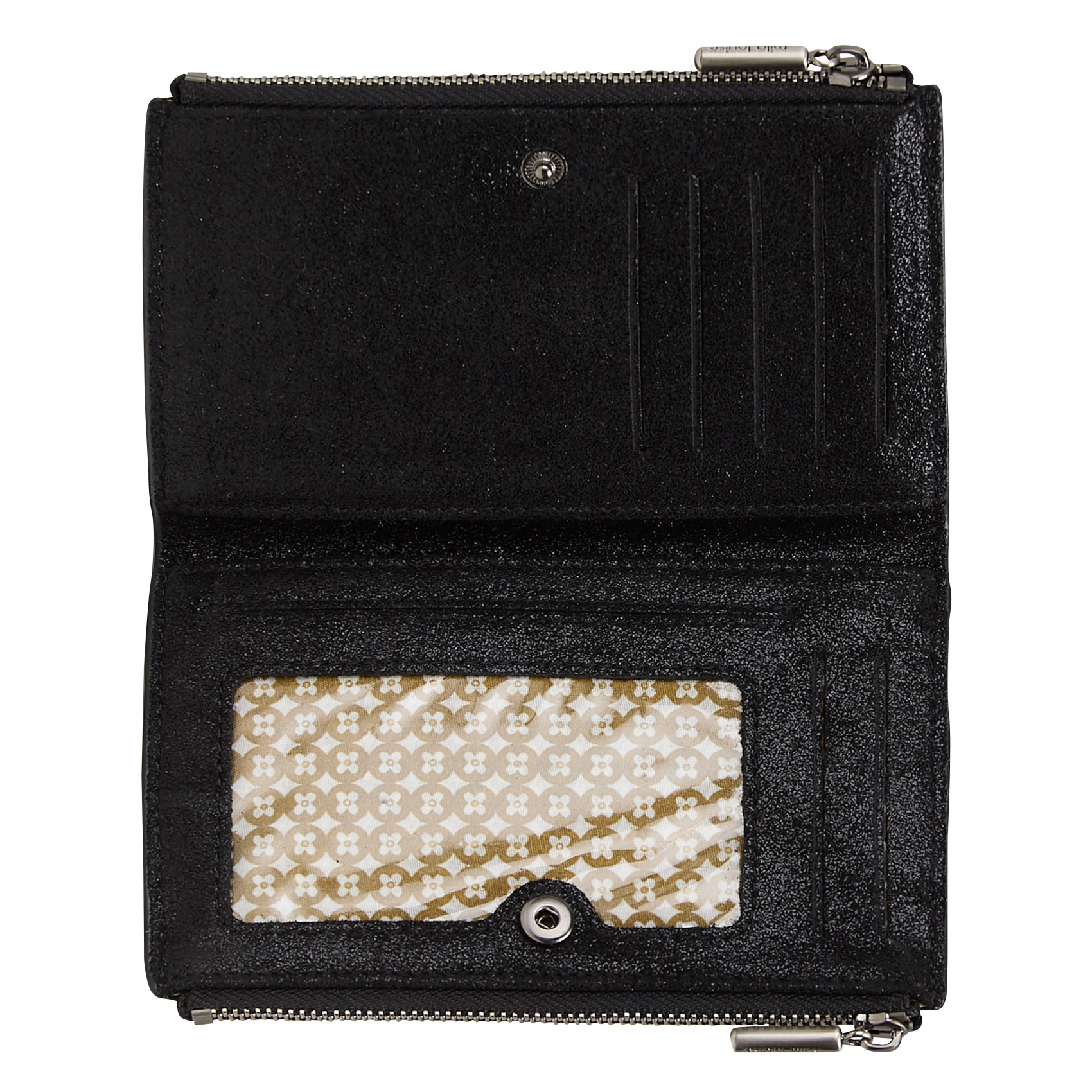 Leren portefeuille met pailletten MILA LOUISE Zwart