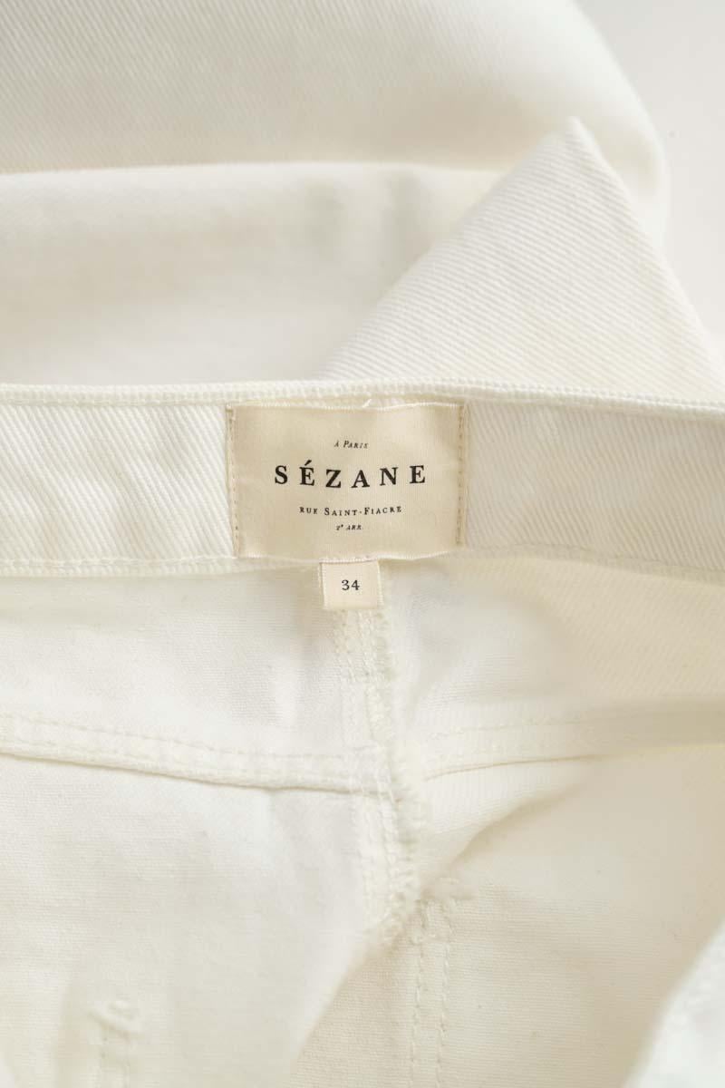 Straight cotton-blend pants SEZANE - Seconde main White