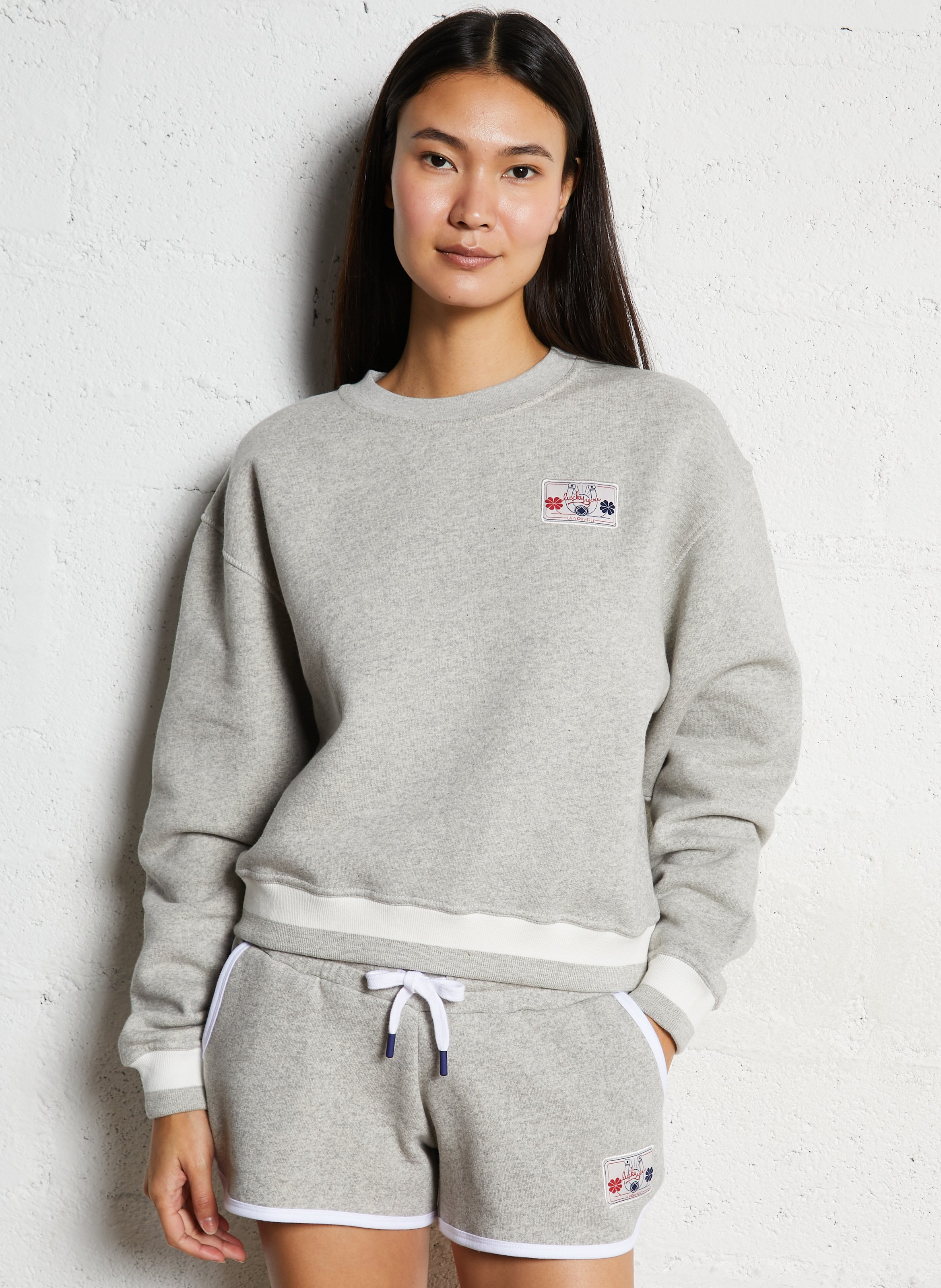 Sweat ample col rond en coton mélangé LA NOUVELLE Beige