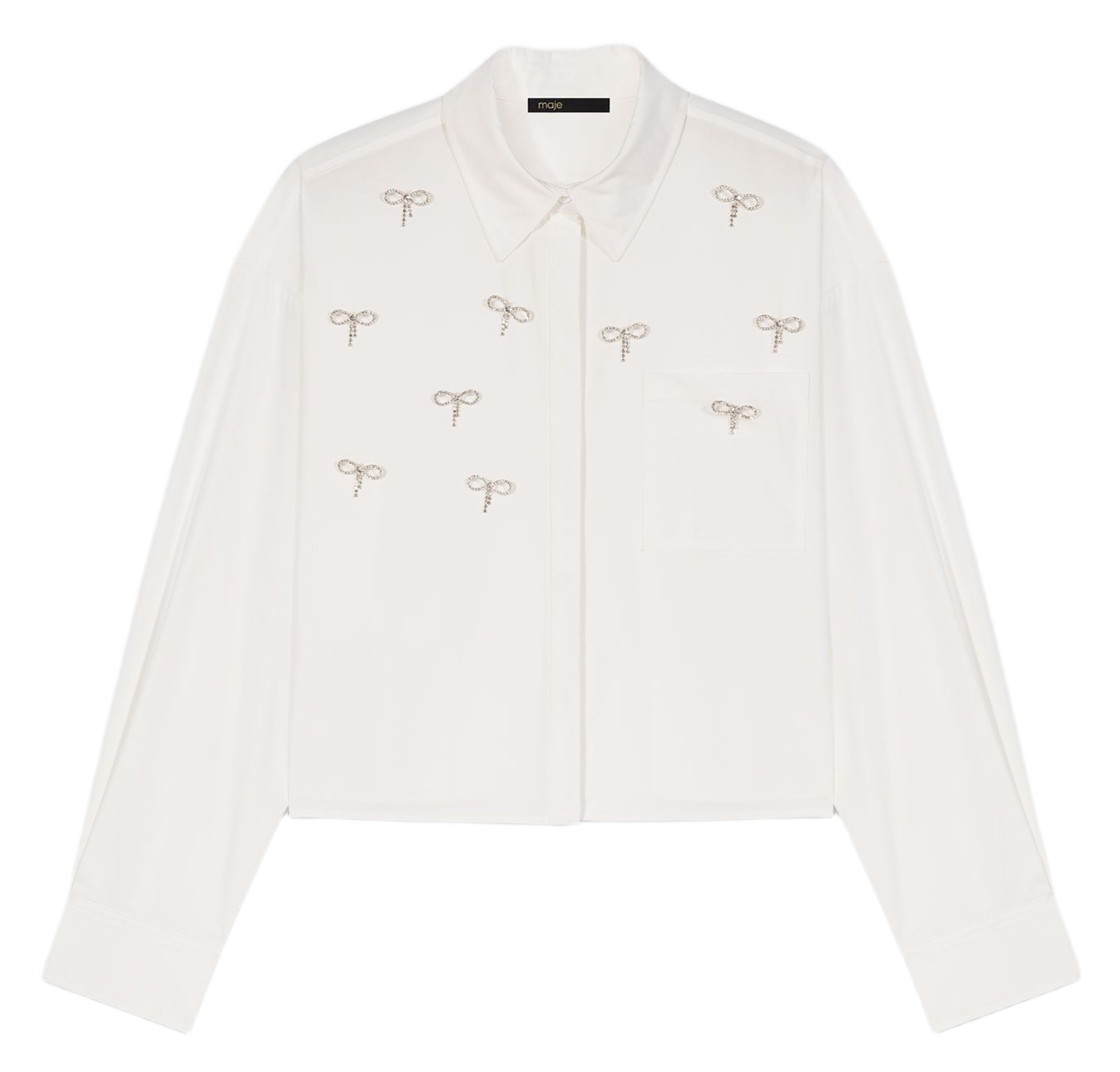 Chemise oversize en coton brodé MAJE Blanc