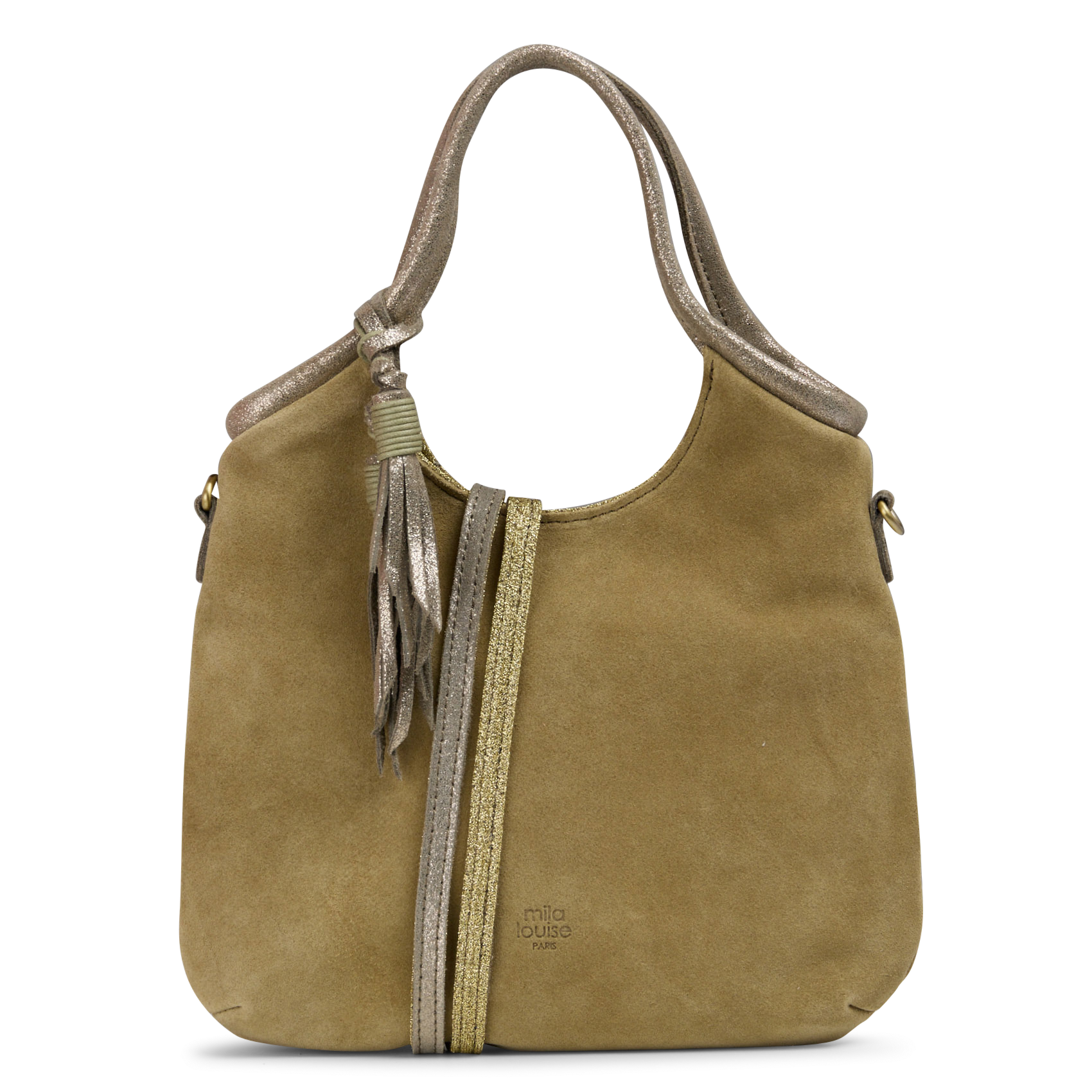 Sac à main en cuir velours  MILA LOUISE Vert