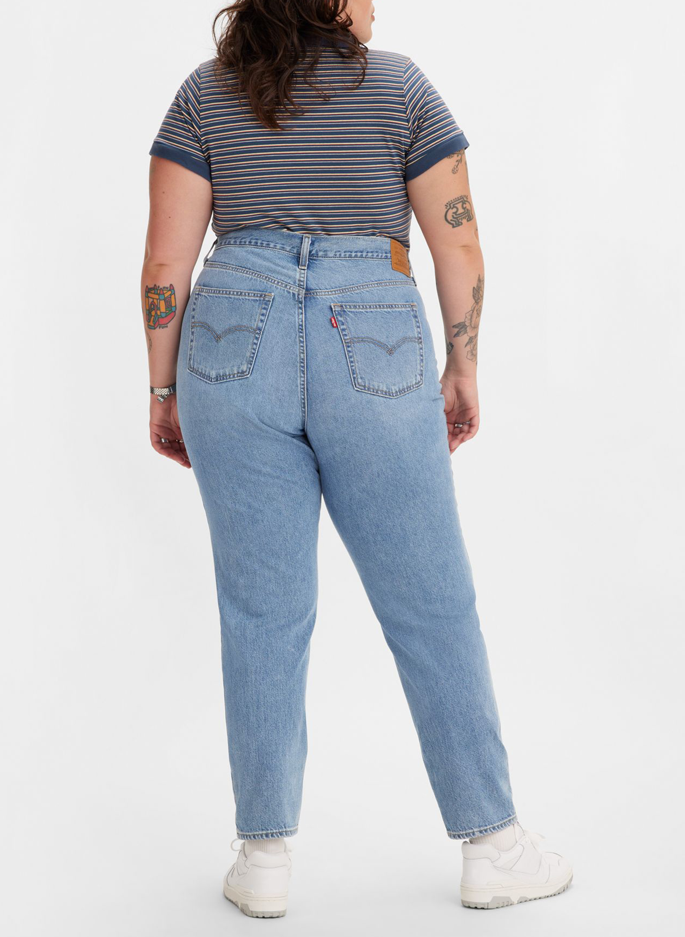 Jean mom-fit en coton  LEVI'S Jean Délavé