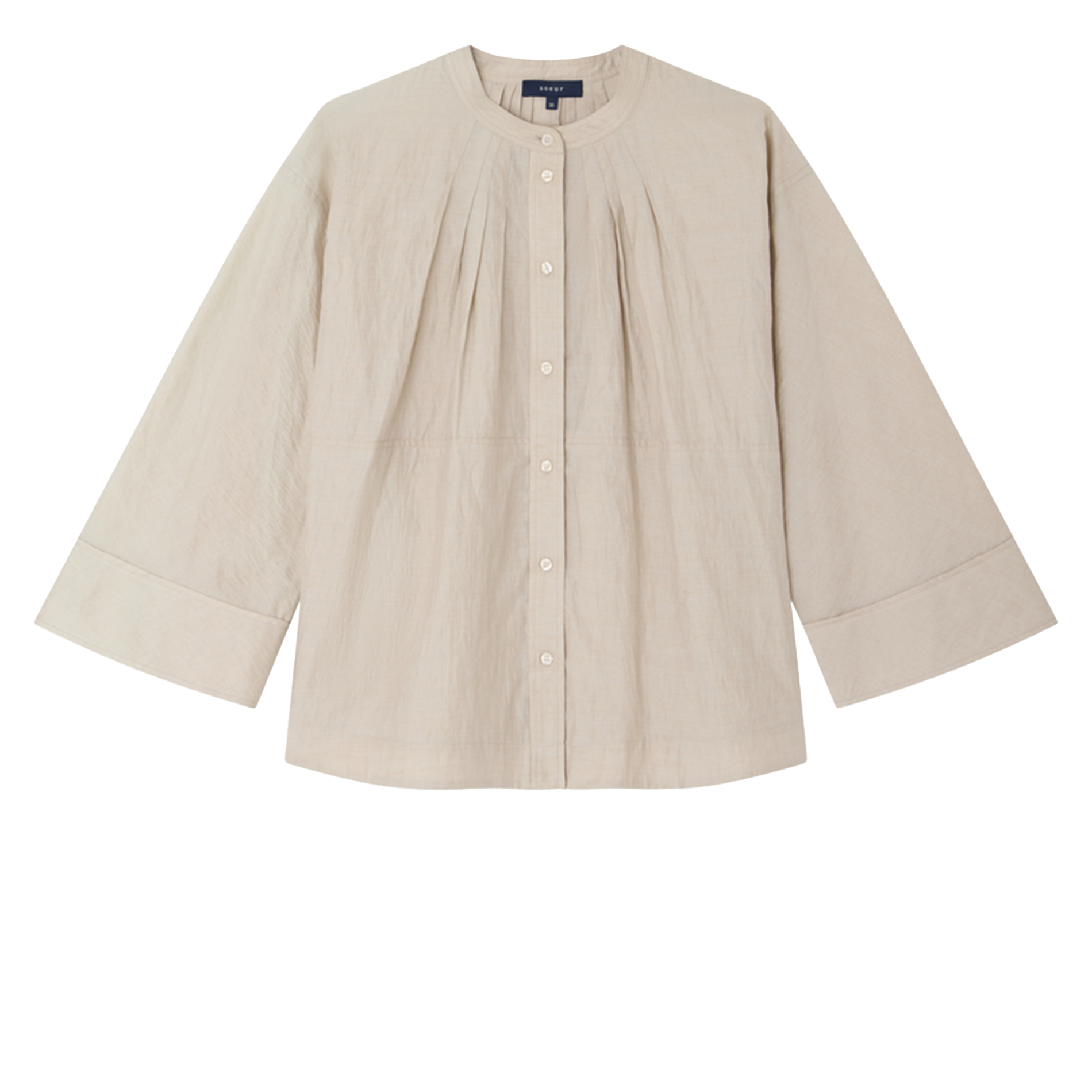 Loose-fitting button-down linen blend blouse SOEUR Beige