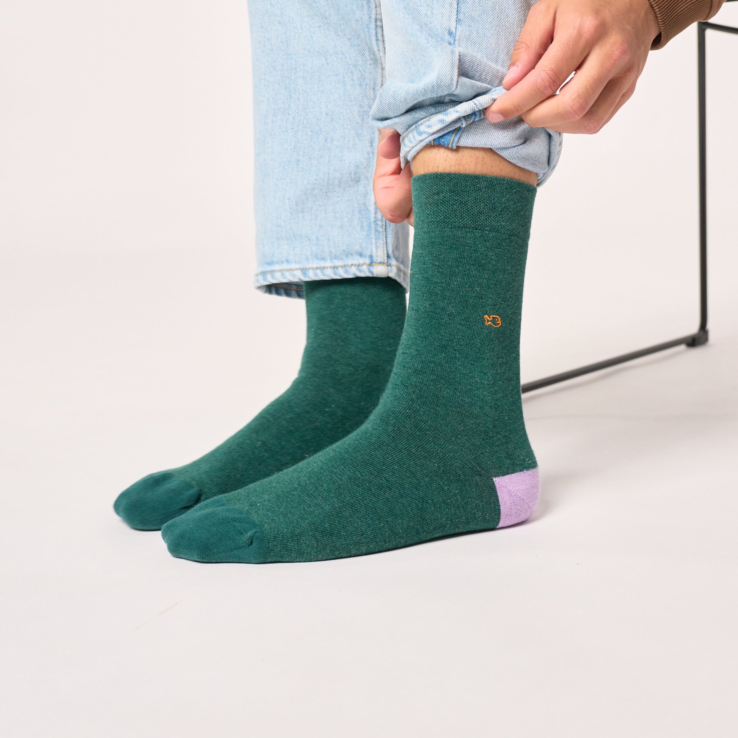 Combed cotton plain socks BILLYBELT Green