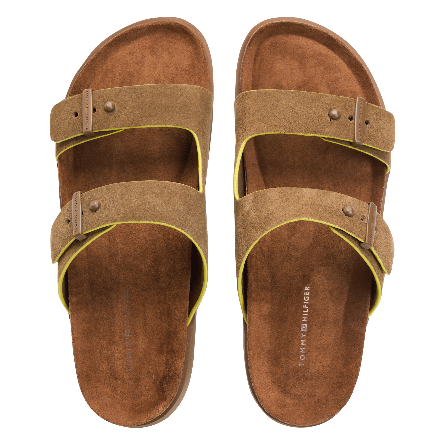 Sandali piatti con cinturini in pelle scamosciata TOMMY HILFIGER Marrone