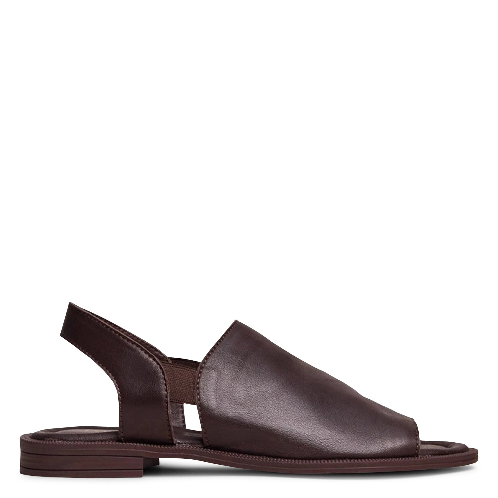 Sandales plates unies en cuir JONAK Marron