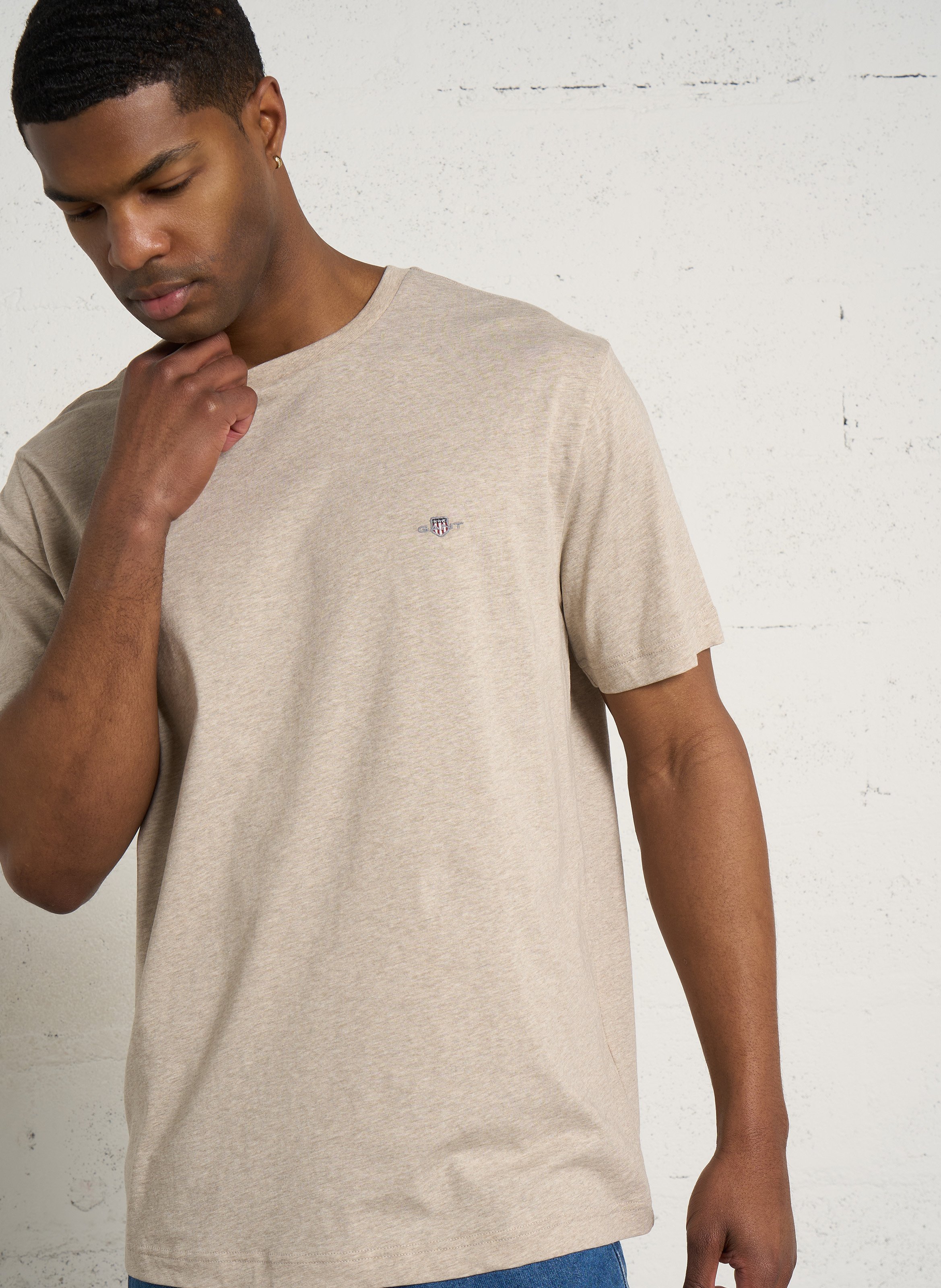 Round-neck cotton T-shirt GANT Beige