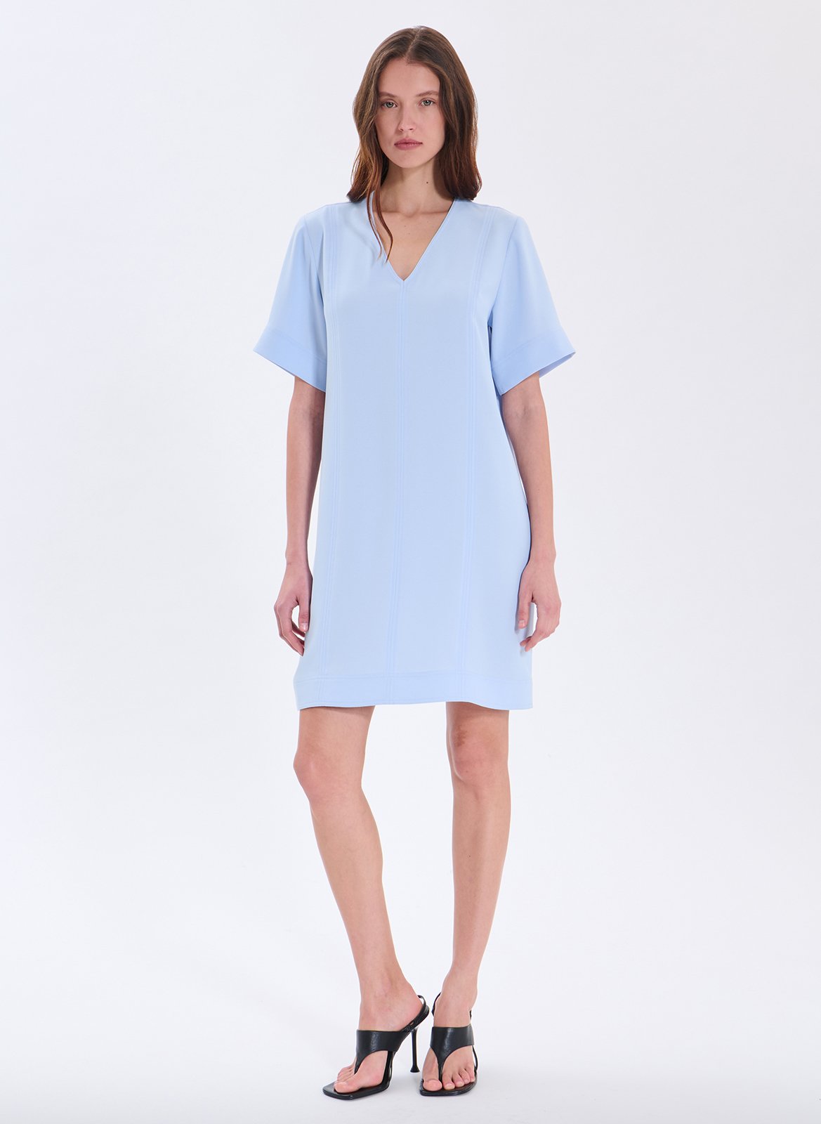 Robe courte col V ZAPA Bleu