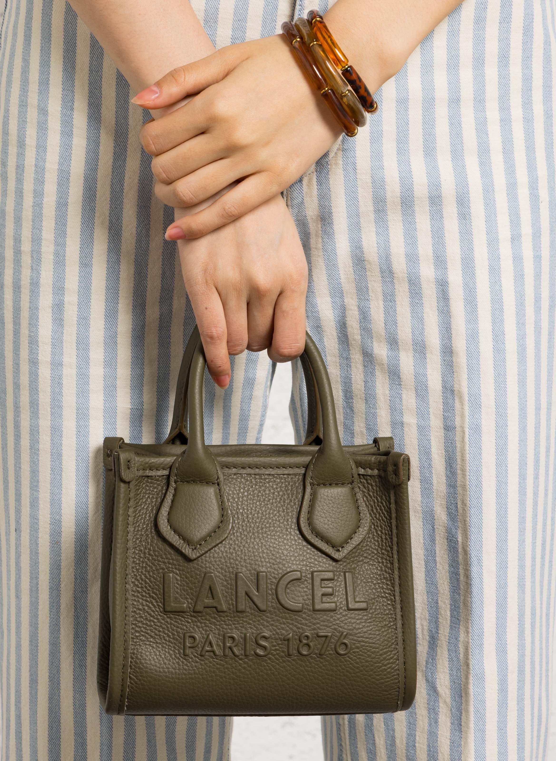 Dori leather shoulder bag LANCEL Khaki