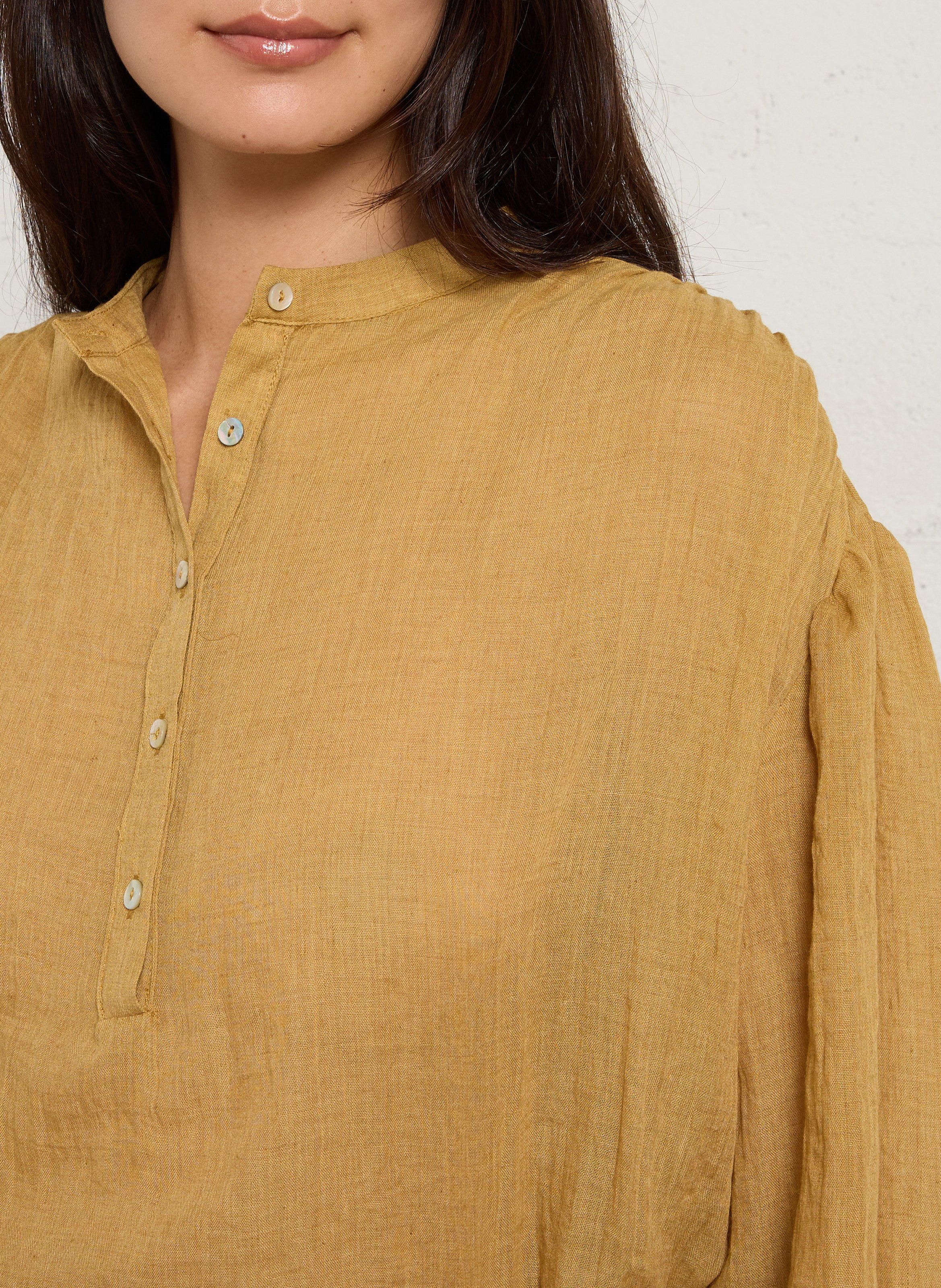Blouse ample boutonnée col rond JC SOPHIE Marron