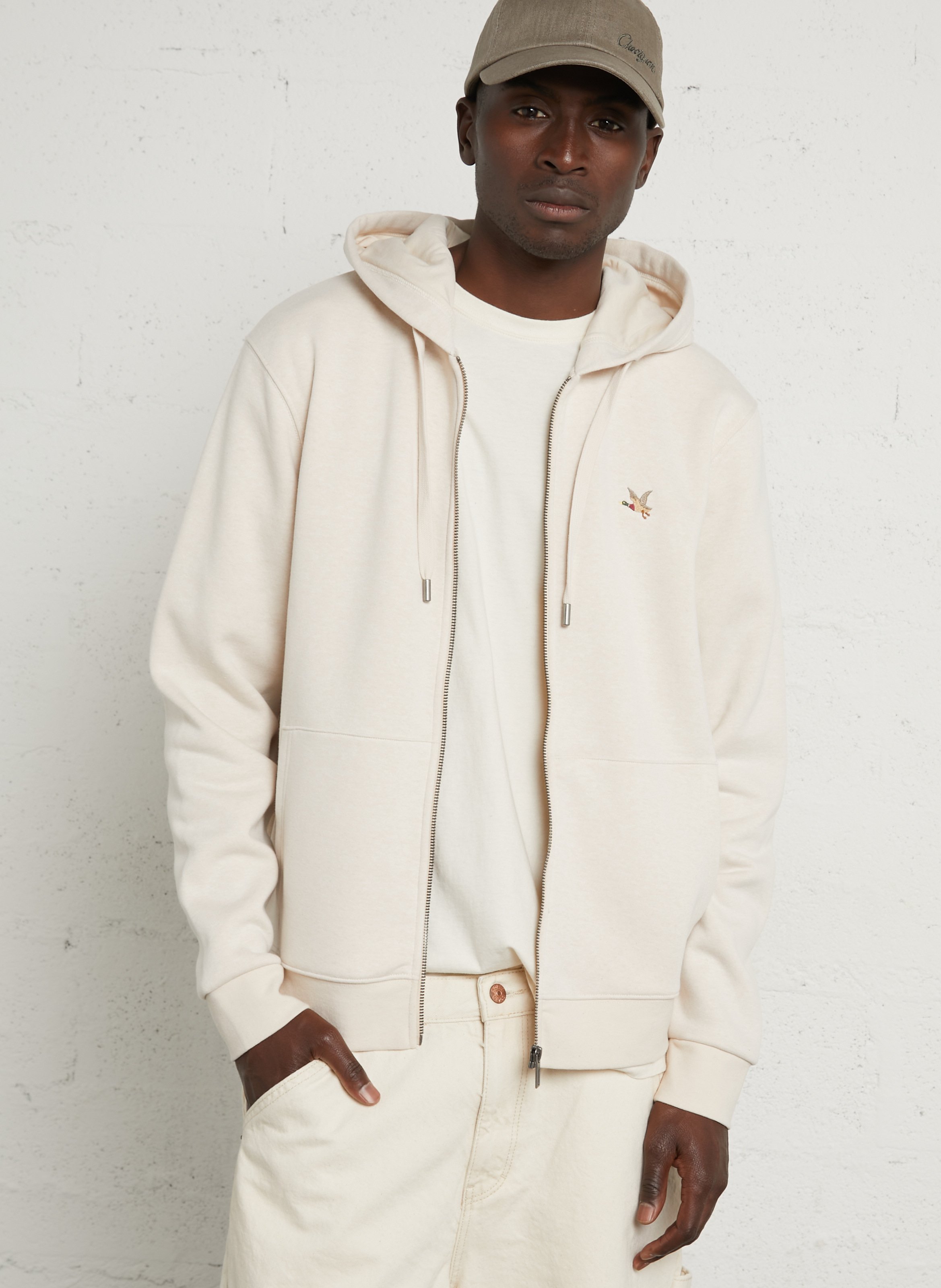 Gerade geschnittenes Kapuzensweatshirt aus Baumwoll-Mix CHEVIGNON Beige