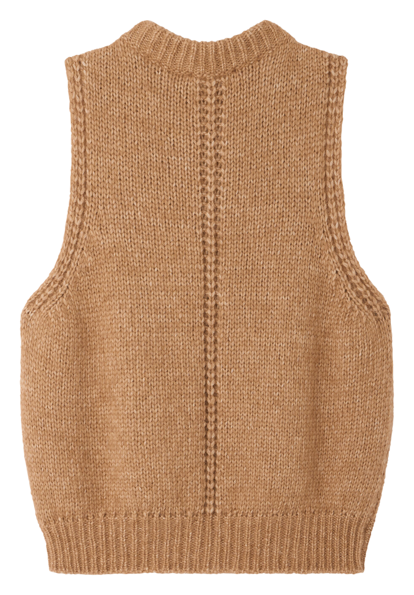 Pull sans manches à col rond en laine mélangée SESSUN Beige