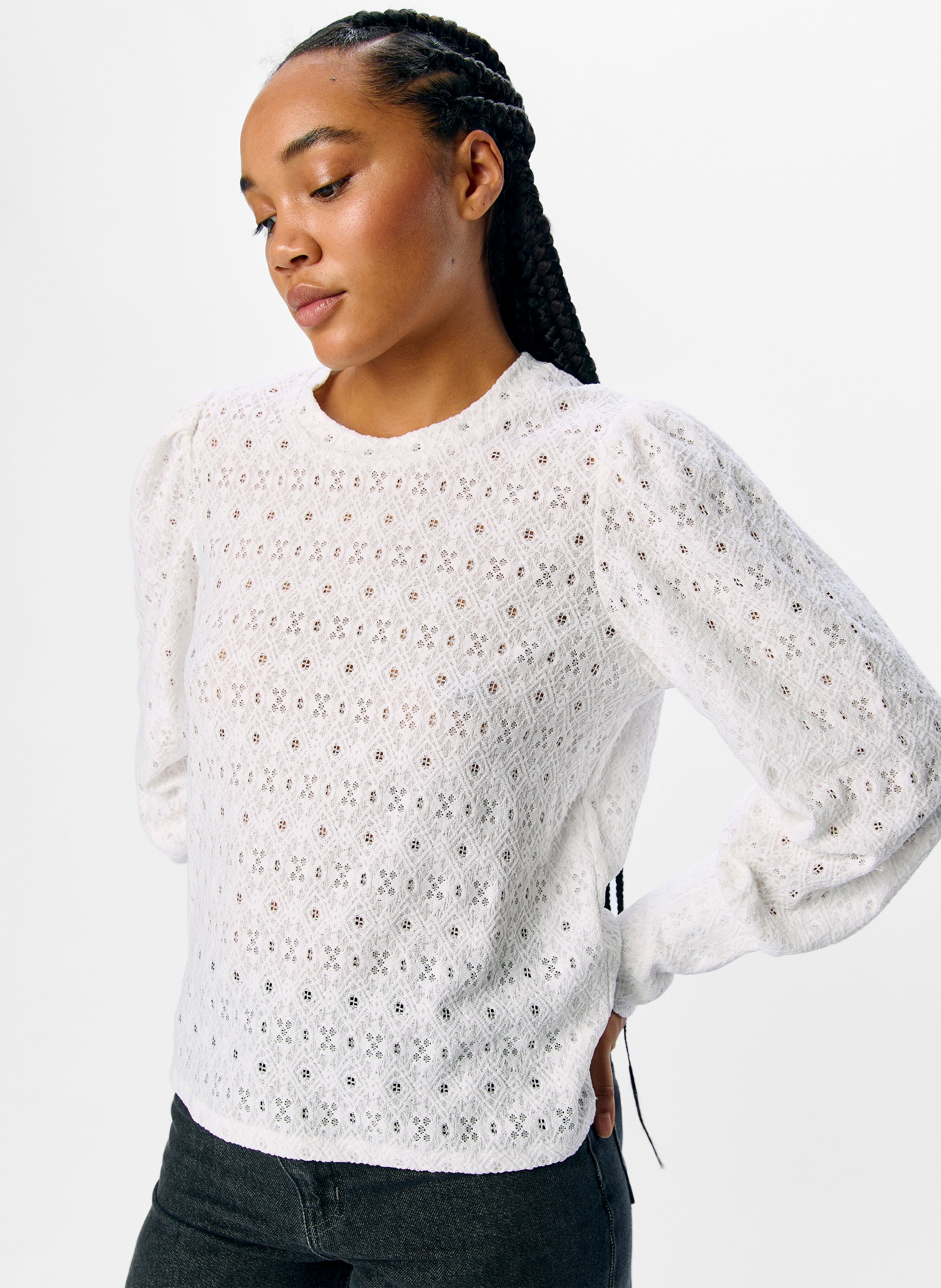 Top oversize col rond OBJECT Beige