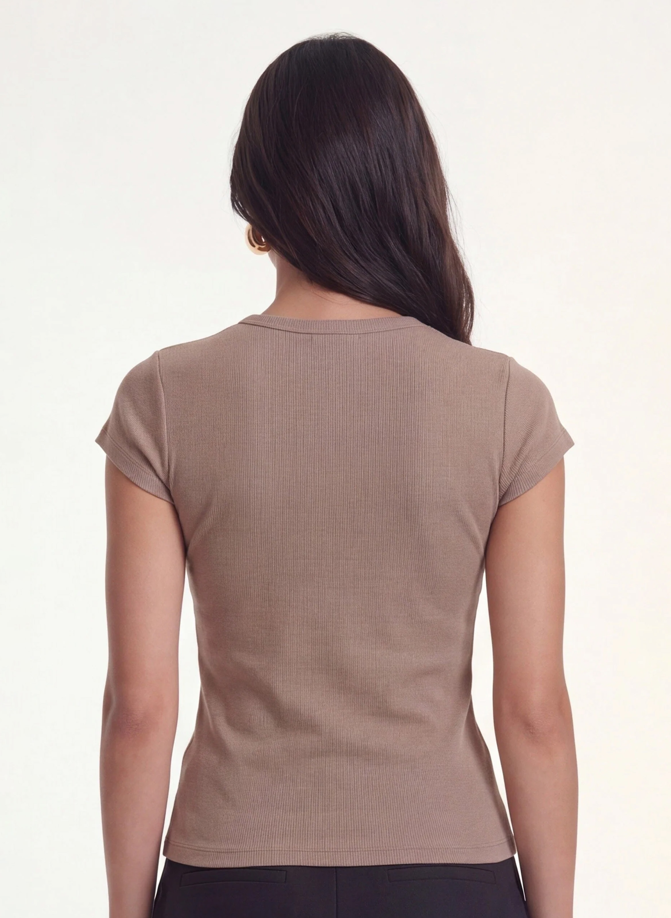 Fitted short-sleeve plain t-shirt KOOKAI Brown