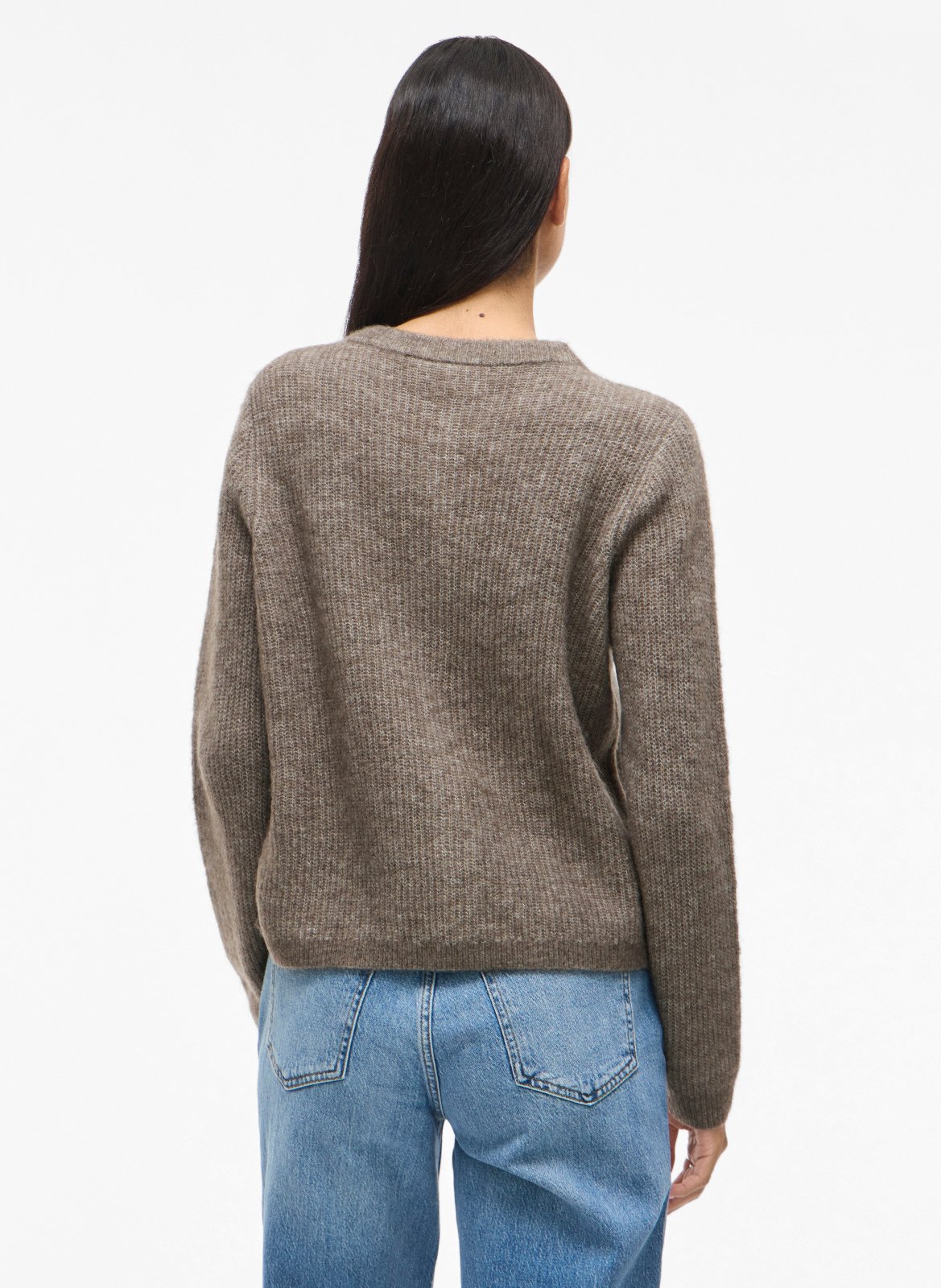 Straight knitted cardigan VILA Brown