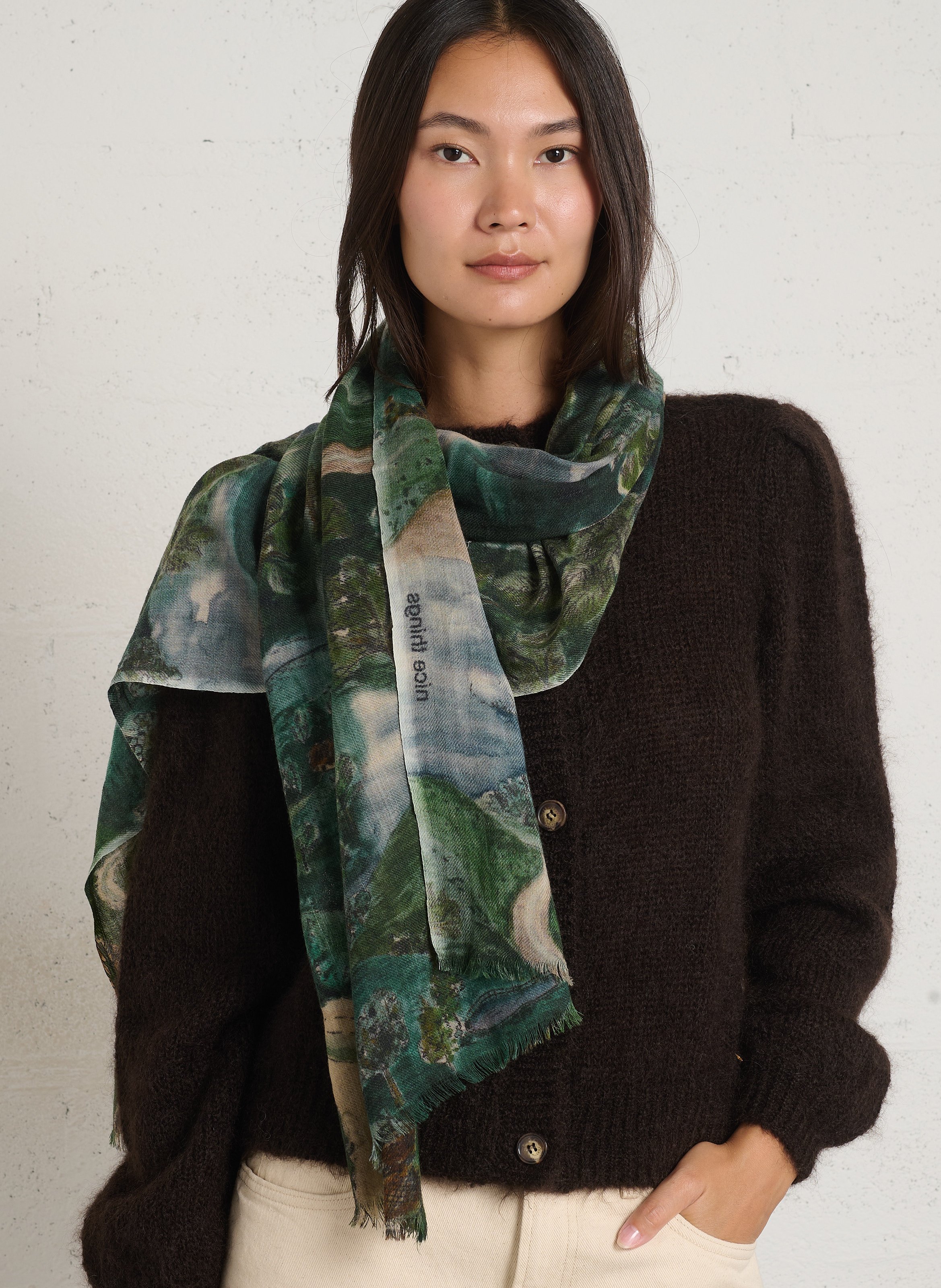 Wollen foulard met print NICE THINGS Veelkleurig